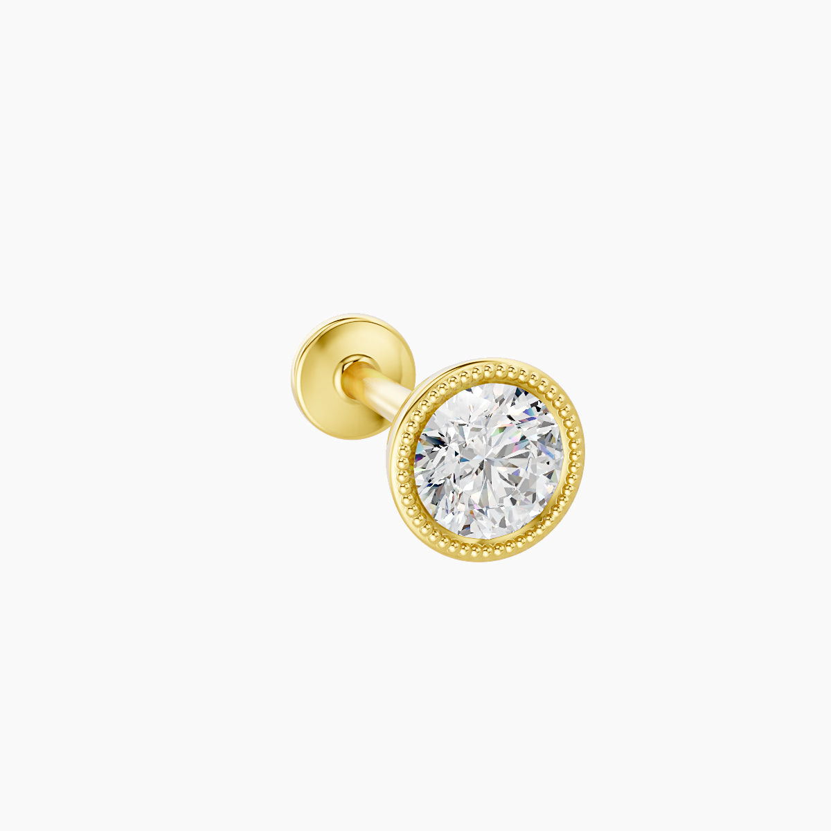 Aya | 18k Yellow Gold 5 mm 8 mm Round Diamond Nose Piercing