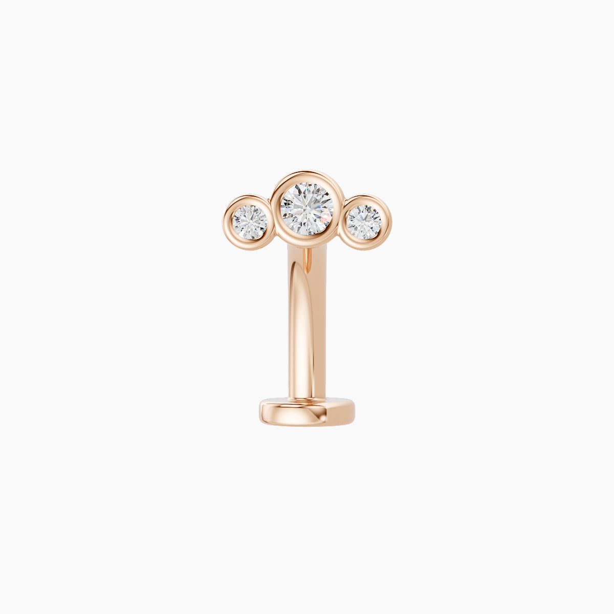 Bast | 18k Rose Gold 6.5 mm 10 mm Trilogy Diamond Floating Navel Piercing