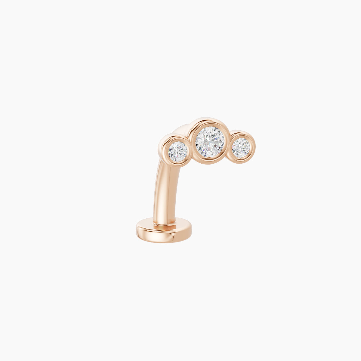 Bast | 18k Rose Gold 6.5 mm 10 mm Trilogy Diamond Floating Navel Piercing