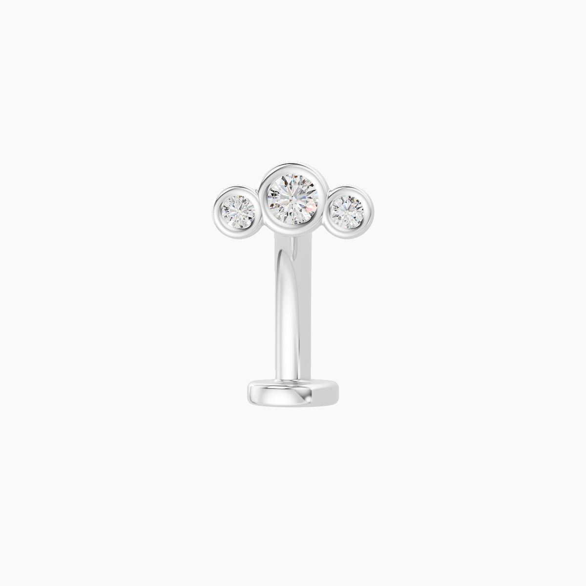 Bast | 18k White Gold 6.5 mm 10 mm Trilogy Diamond Floating Navel Piercing