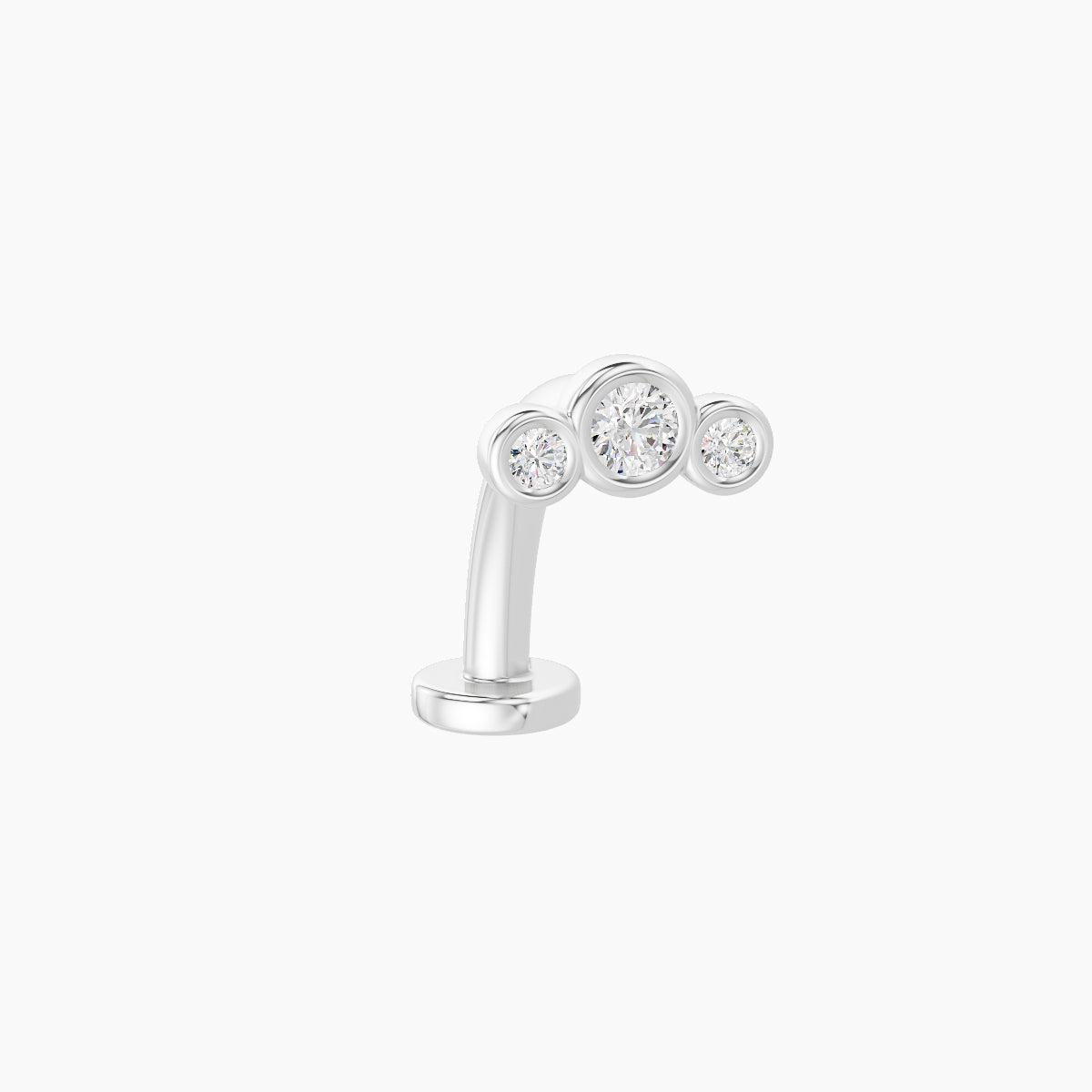 Bast | 18k White Gold 6.5 mm 10 mm Trilogy Diamond Floating Navel Piercing