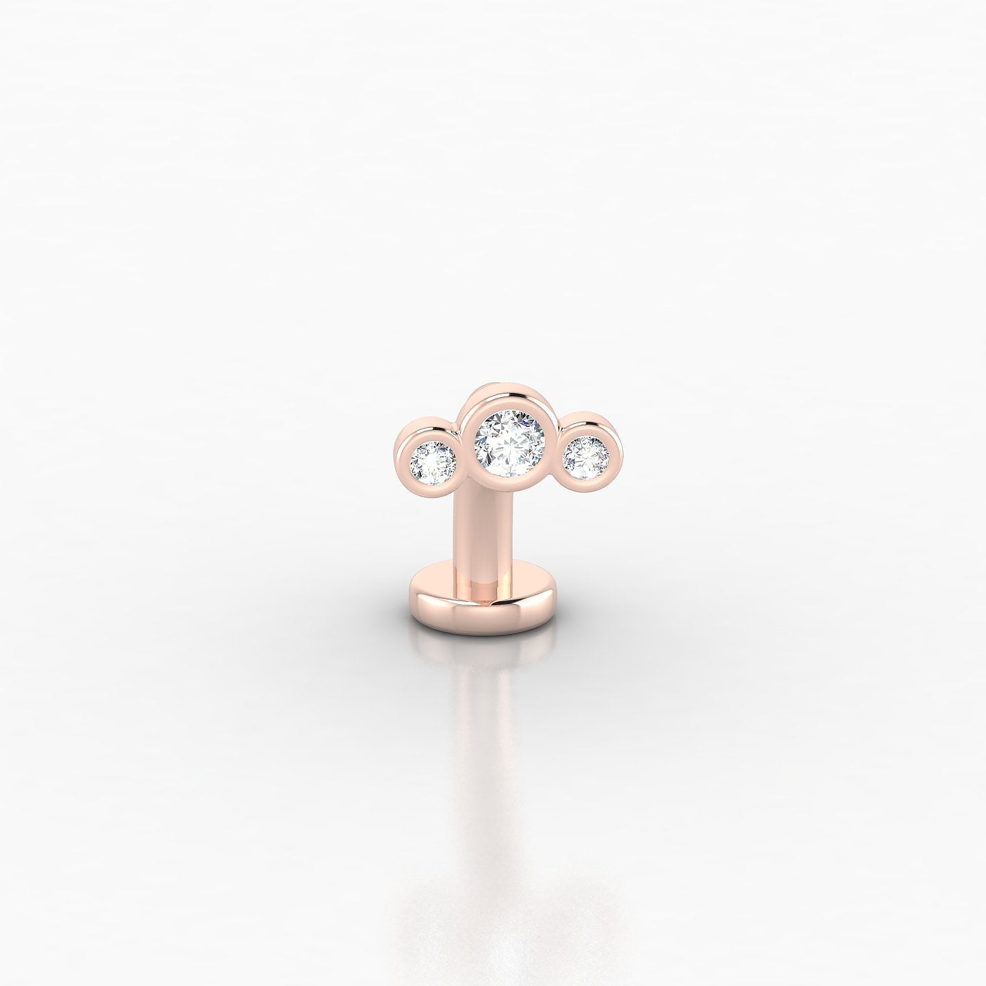 Bast | 18k Rose Gold 10 mm 6.5 mm Trilogy Diamond Floating Navel Piercing