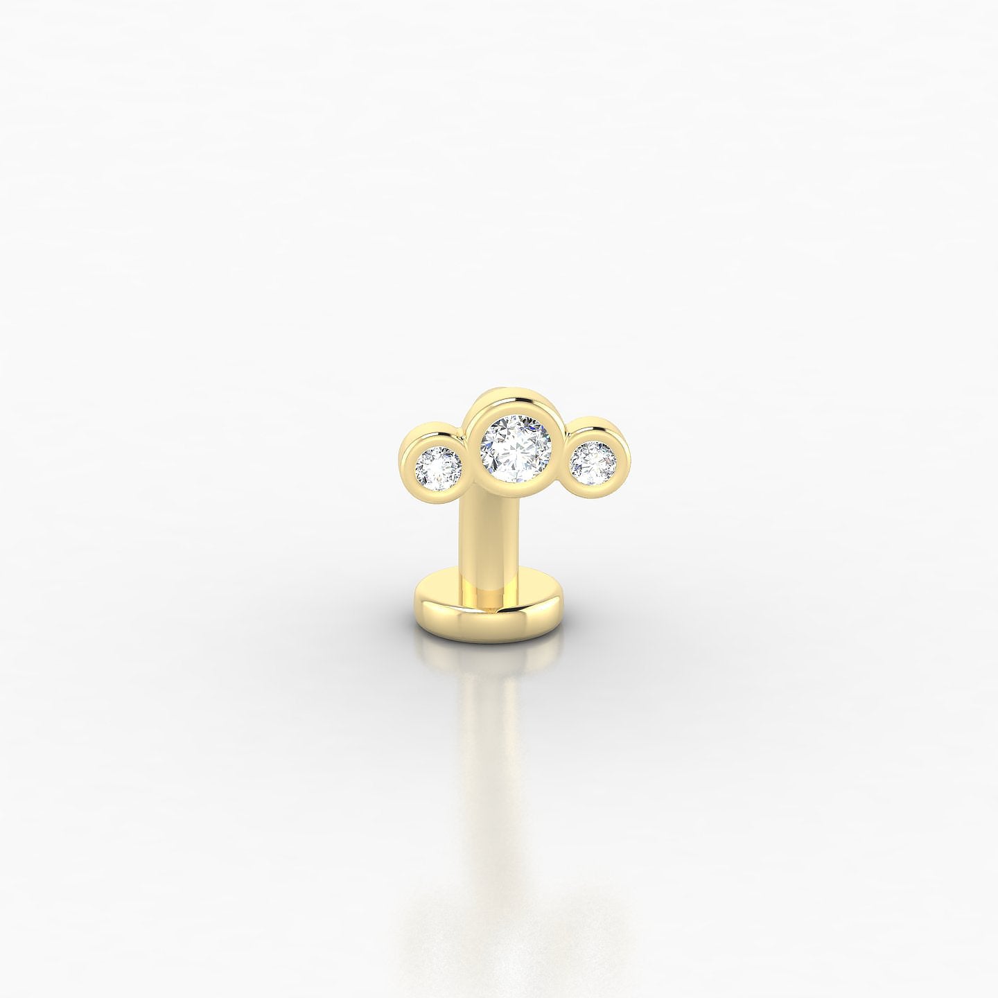 Bast | 18k Yellow Gold 10 mm 6.5 mm Trilogy Diamond Floating Navel Piercing