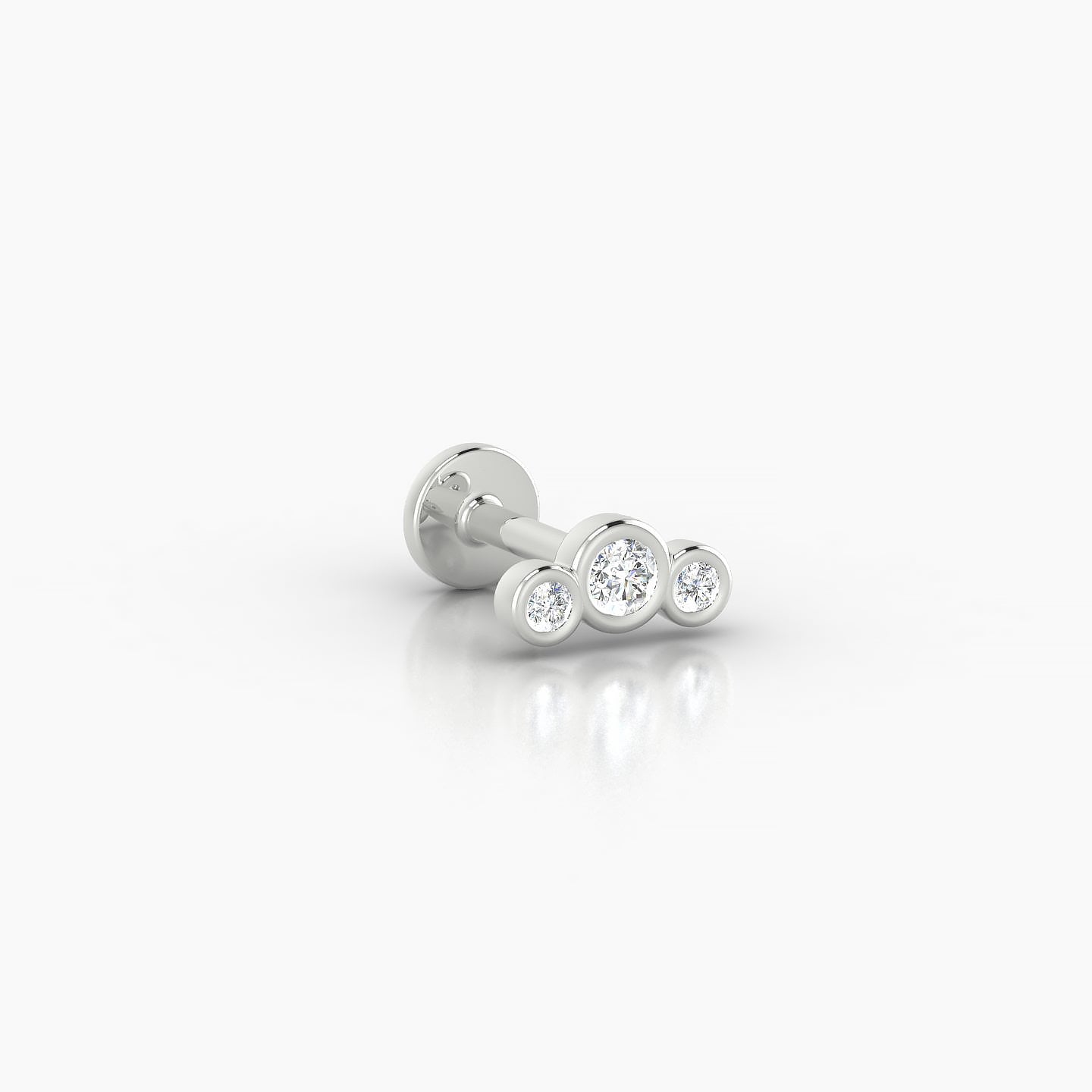 Bast | 18k White Gold 6.5 mm 5 mm Trilogy Diamond Piercing