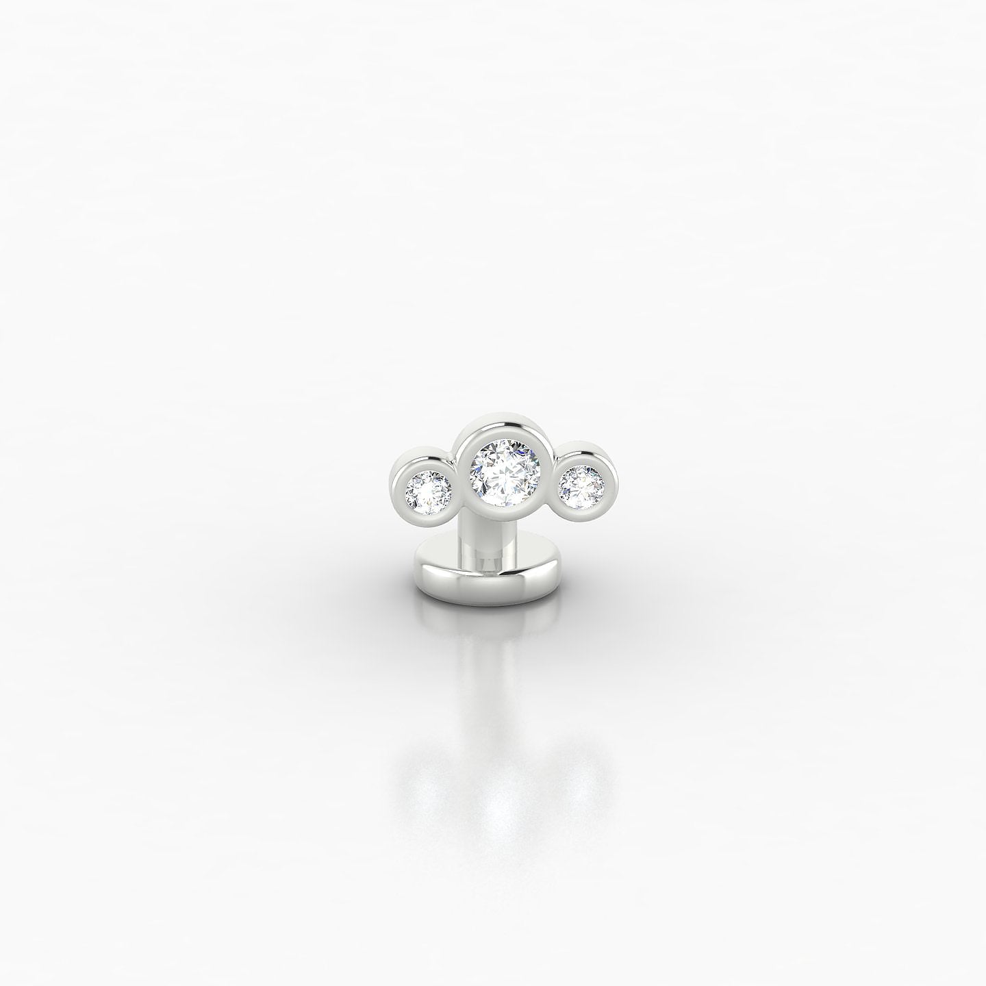 Bast | 18k White Gold 6 mm 6.5 mm Trilogy Diamond Floating Navel Piercing