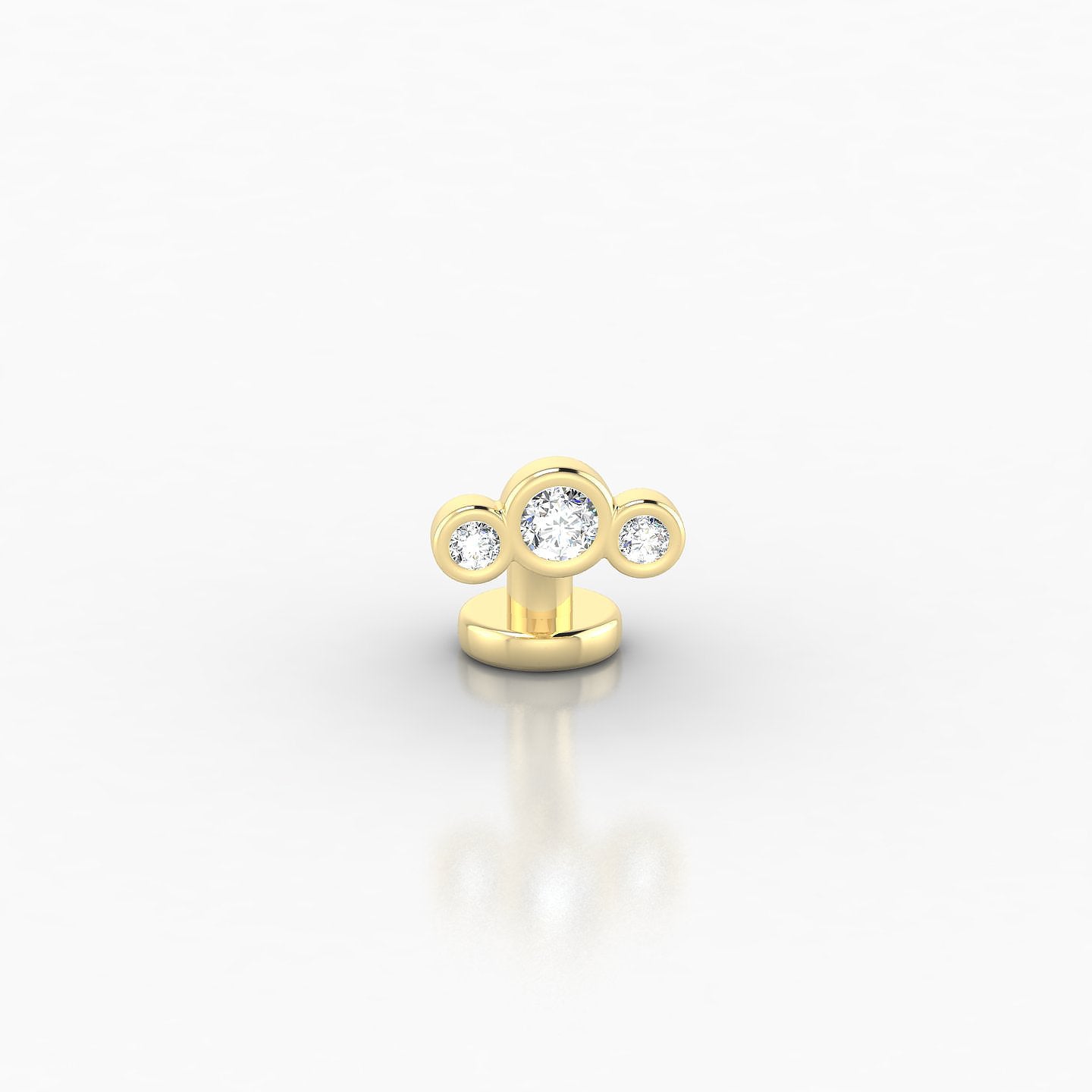 Bast | 18k Yellow Gold 6 mm 6.5 mm Trilogy Diamond Floating Navel Piercing