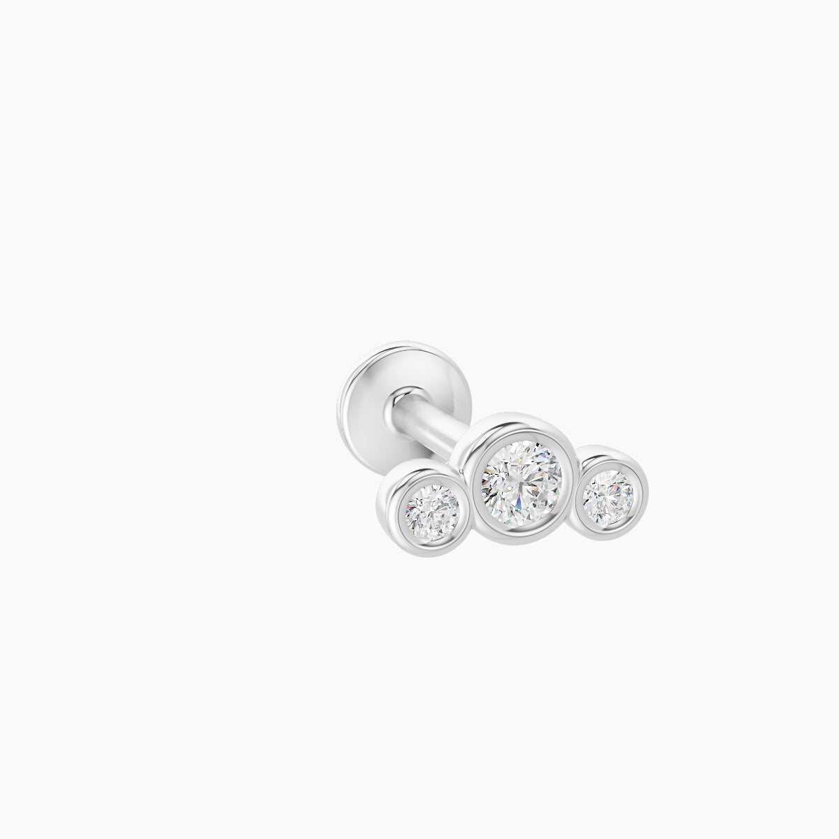 Bast | 18k White Gold 6.5 mm 6.5 mm Trilogy Diamond Piercing