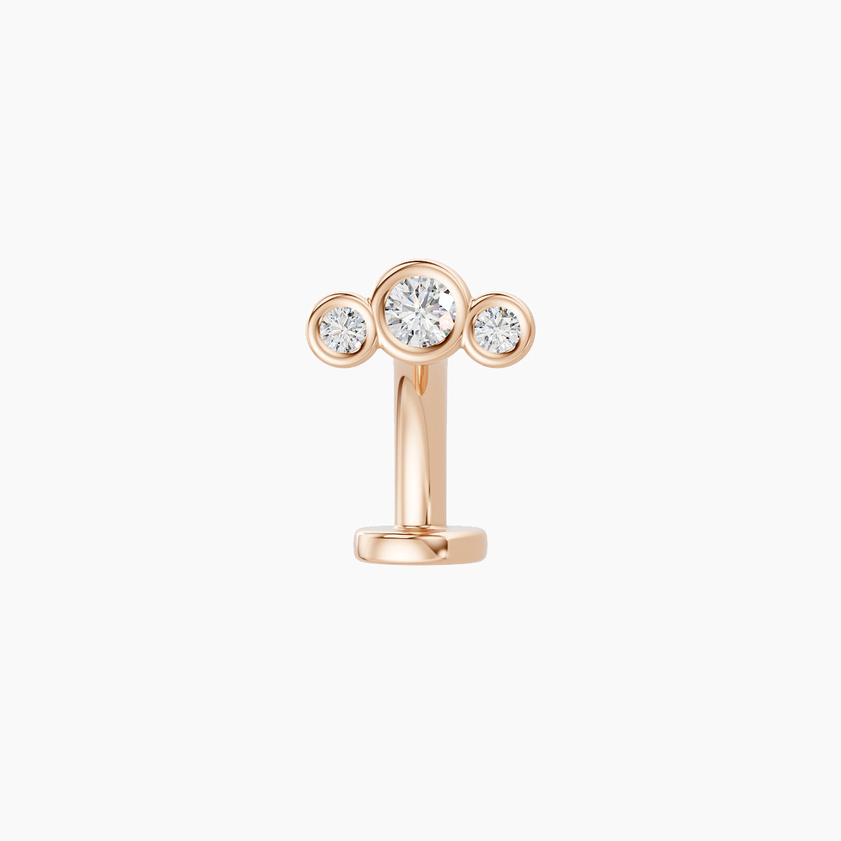 Bast | 18k Rose Gold 6.5 mm 8 mm Trilogy Diamond Floating Navel Piercing