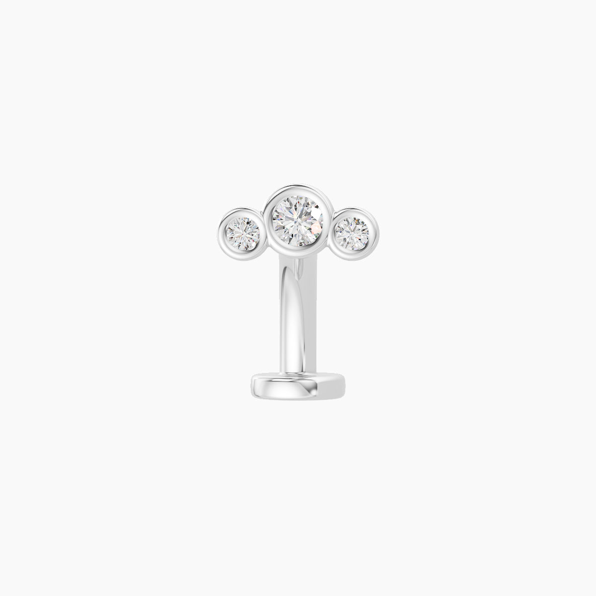 Bast | 18k White Gold 6.5 mm 8 mm Trilogy Diamond Floating Navel Piercing