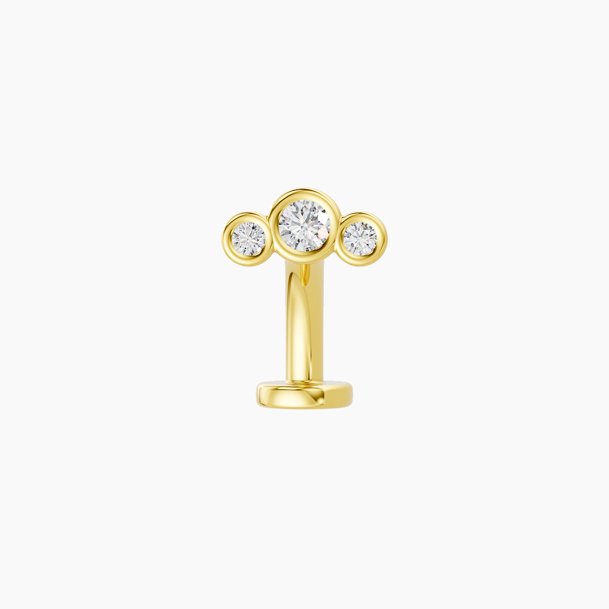 Bast | 18k Yellow Gold 6.5 mm 8 mm Trilogy Diamond Floating Navel Piercing