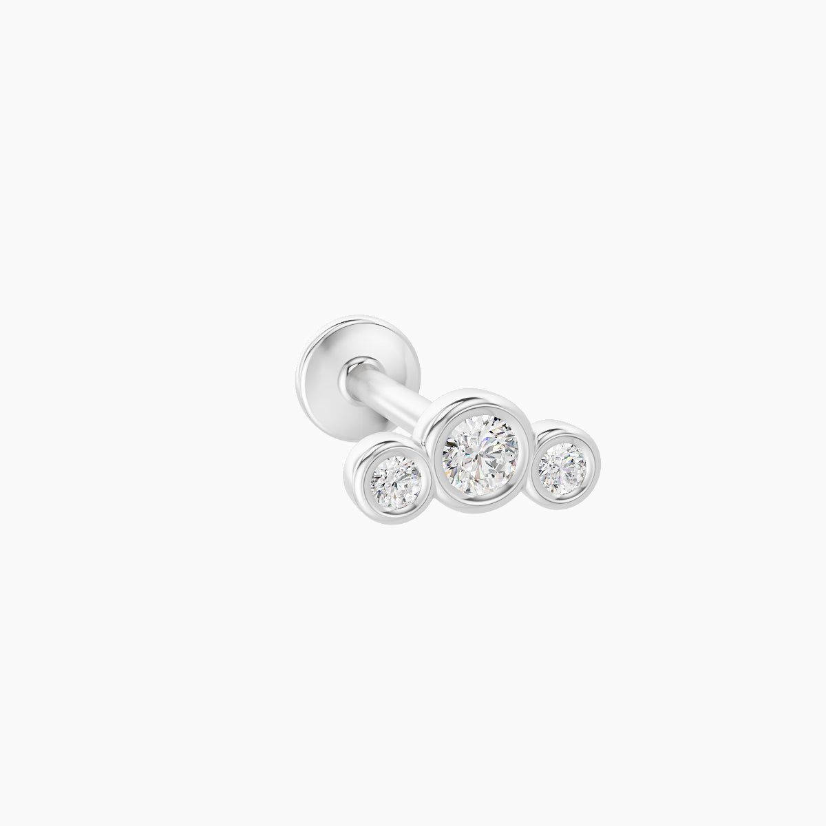 Bast | 18k White Gold 6.5 mm 8 mm Trilogy Diamond Piercing