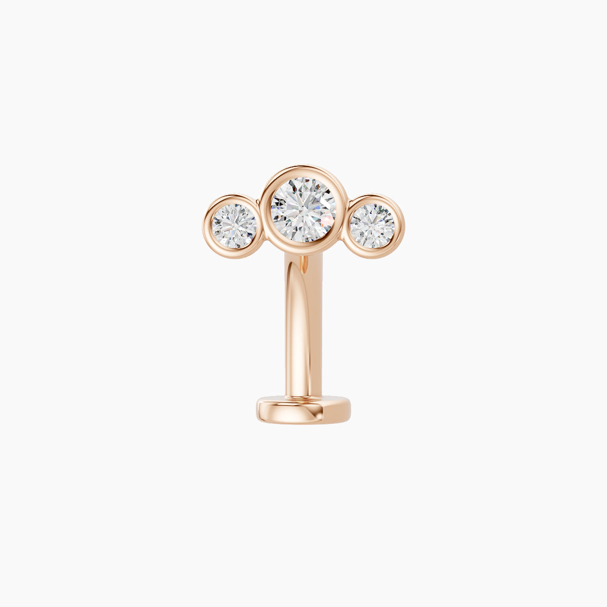Bast | 18k Rose Gold 7.5 mm 10 mm Trilogy Diamond Floating Navel Piercing