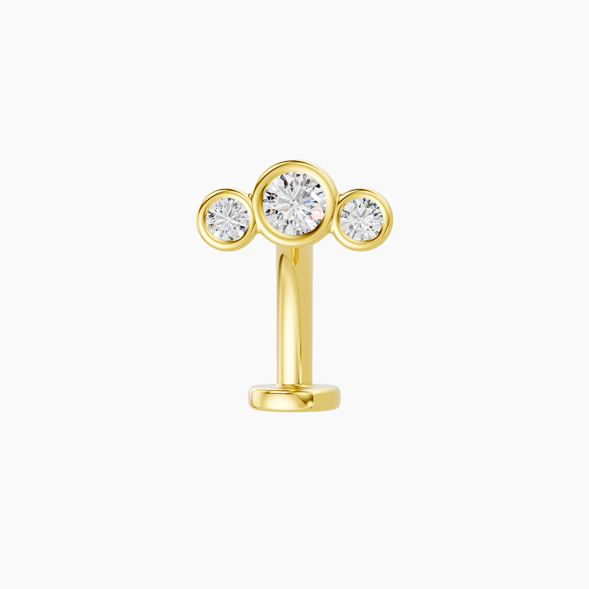 Bast | 18k Yellow Gold 7.5 mm 10 mm Trilogy Diamond Floating Navel Piercing