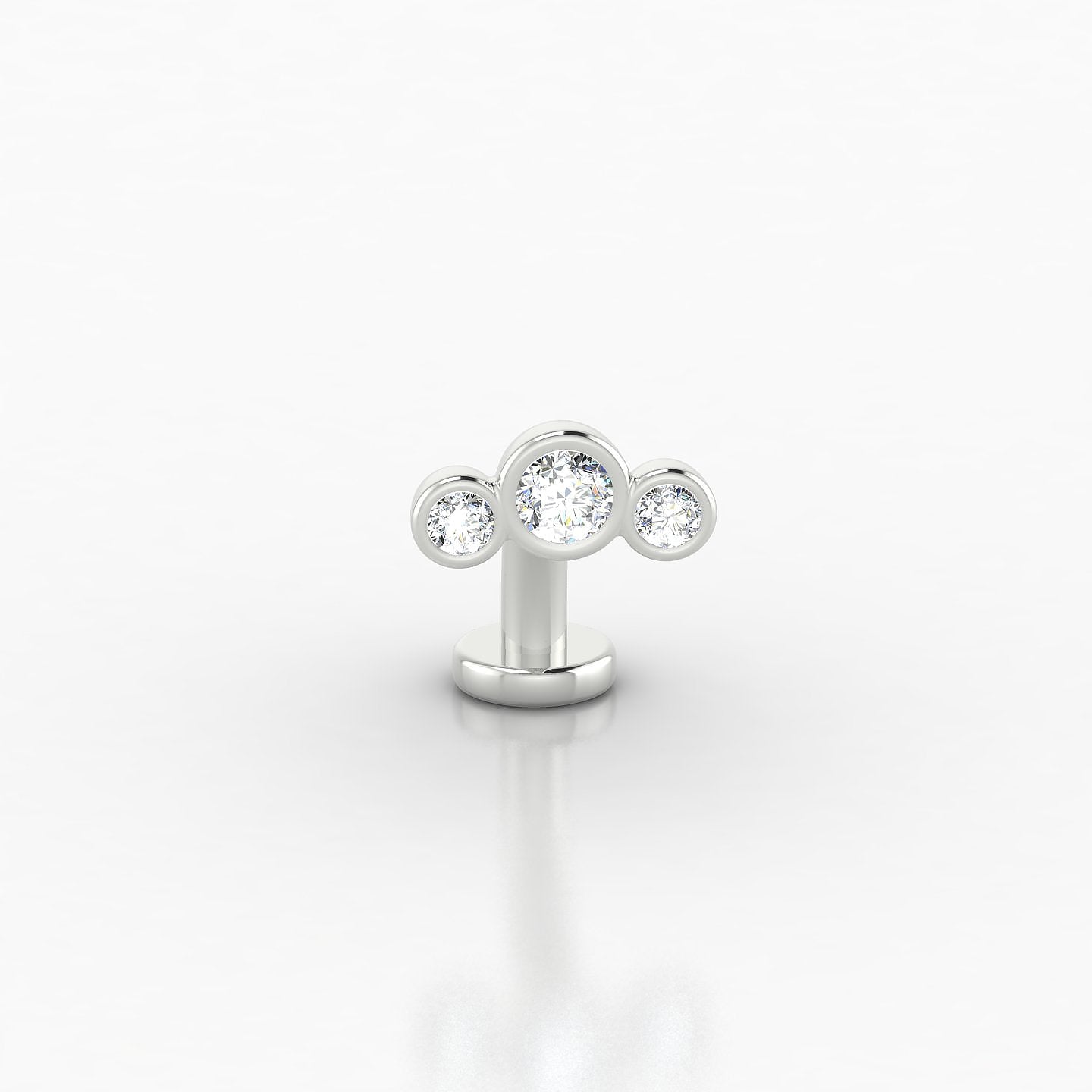Bast | 18k White Gold 10 mm 7 mm Trilogy Diamond Floating Navel Piercing