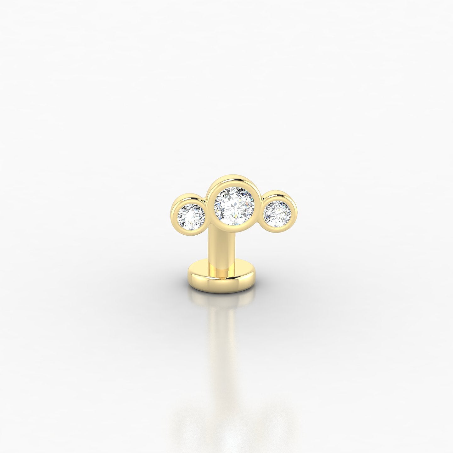 Bast | 18k Yellow Gold 10 mm 7 mm Trilogy Diamond Floating Navel Piercing