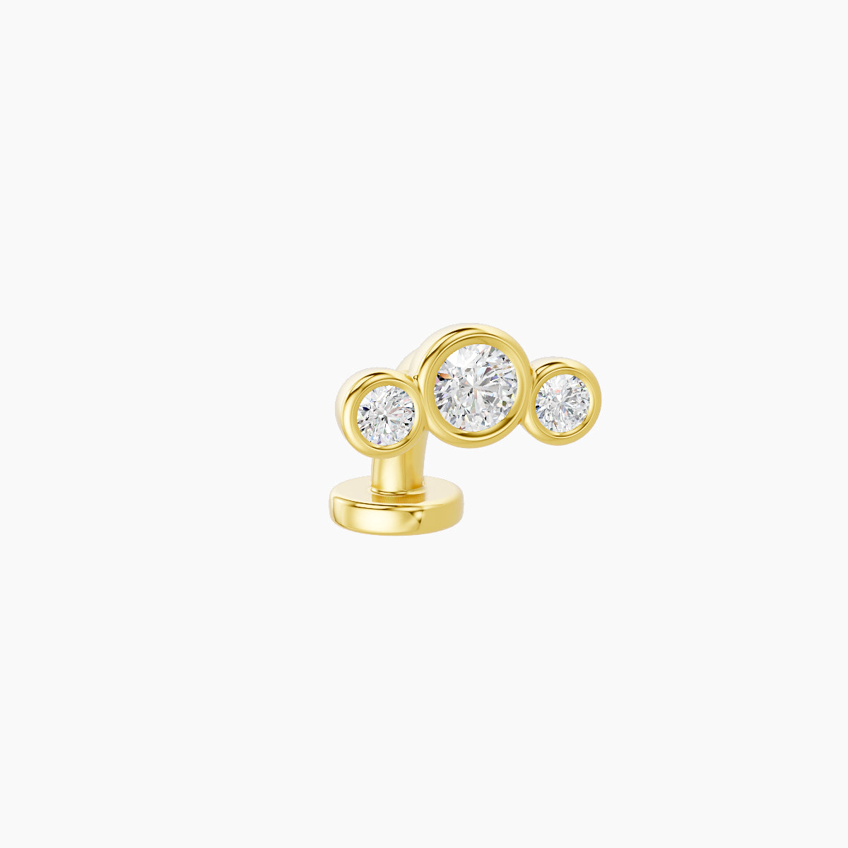 Bast | 18k Yellow Gold 7.5 mm 6 mm Trilogy Diamond Floating Navel Piercing