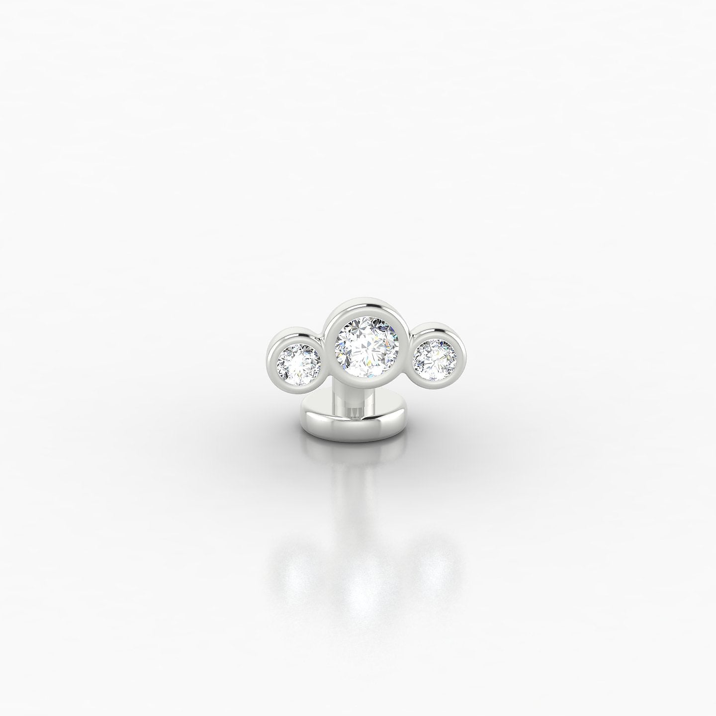 Bast | 18k White Gold 6 mm 7 mm Trilogy Diamond Floating Navel Piercing