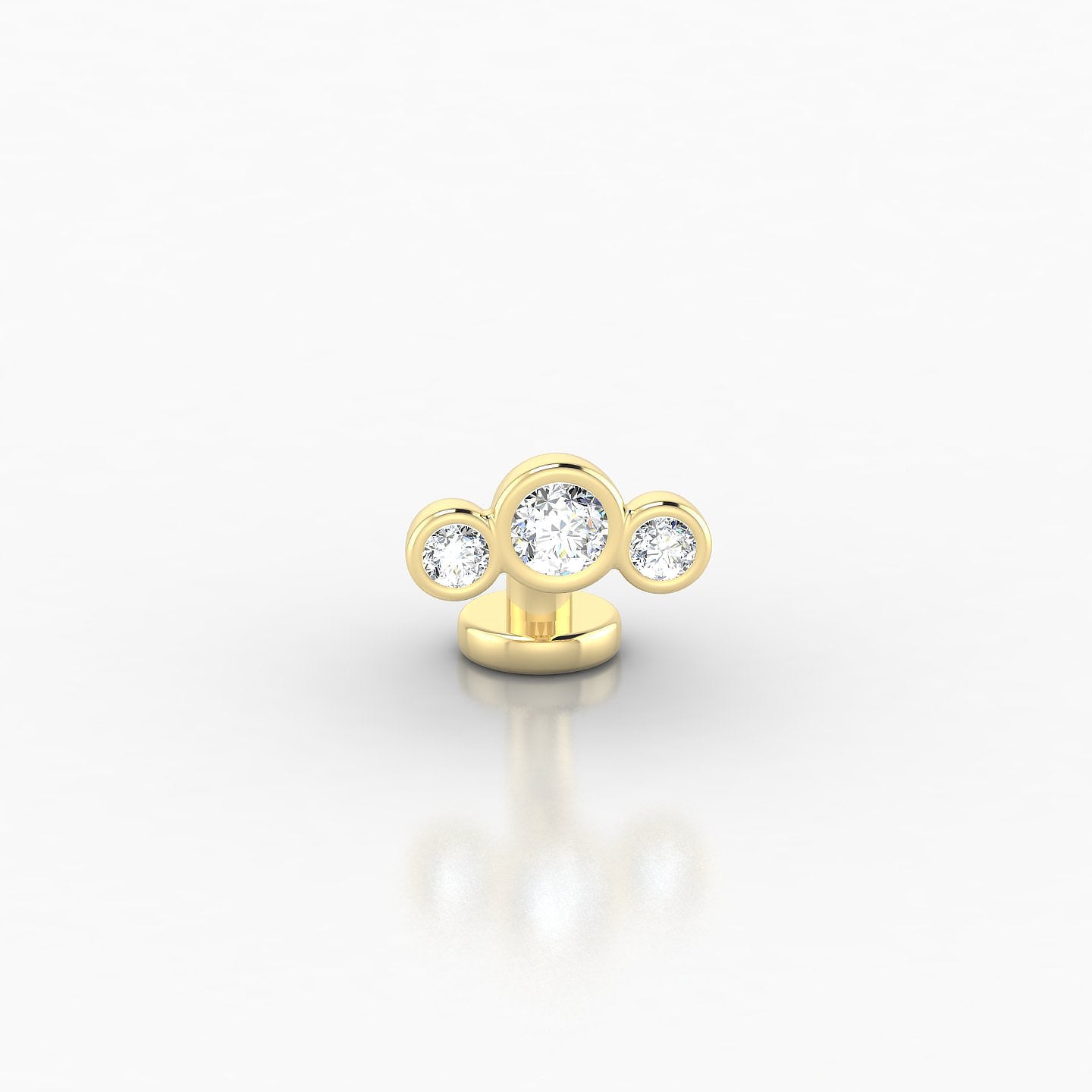 Bast | 18k Yellow Gold 6 mm 7 mm Trilogy Diamond Floating Navel Piercing