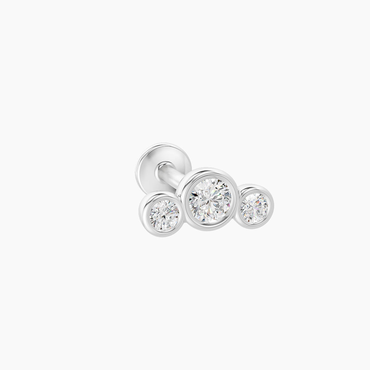 Bast | 18k White Gold 7.5 mm 6.5 mm Trilogy Diamond Piercing