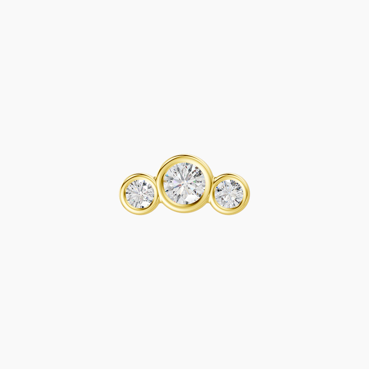 Bast | 18k Yellow Gold 7.5 mm 6.5 mm Trilogy Diamond Piercing
