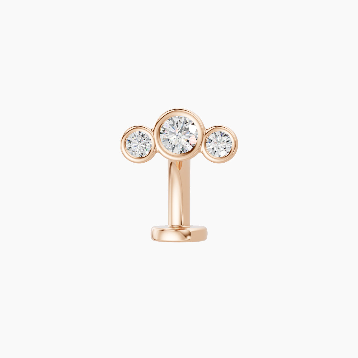 Bast | 18k Rose Gold 7.5 mm 8 mm Trilogy Diamond Floating Navel Piercing