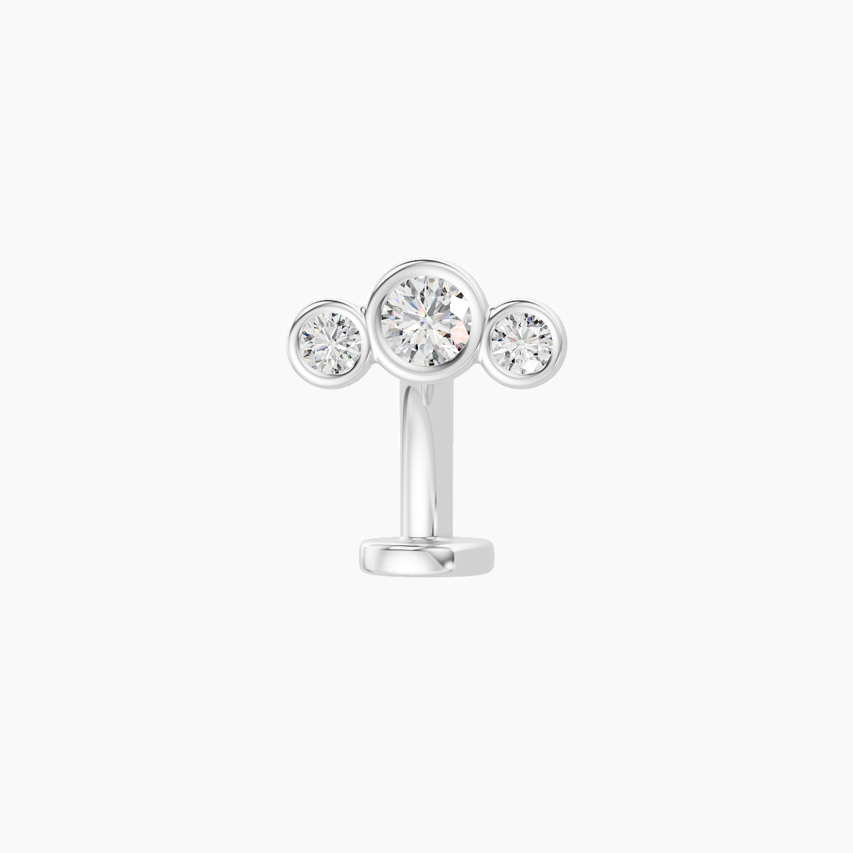 Bast | 18k White Gold 7.5 mm 8 mm Trilogy Diamond Floating Navel Piercing