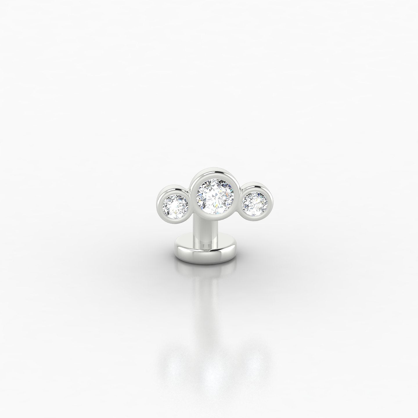 Bast | 18k White Gold 8 mm 7 mm Trilogy Diamond Floating Navel Piercing