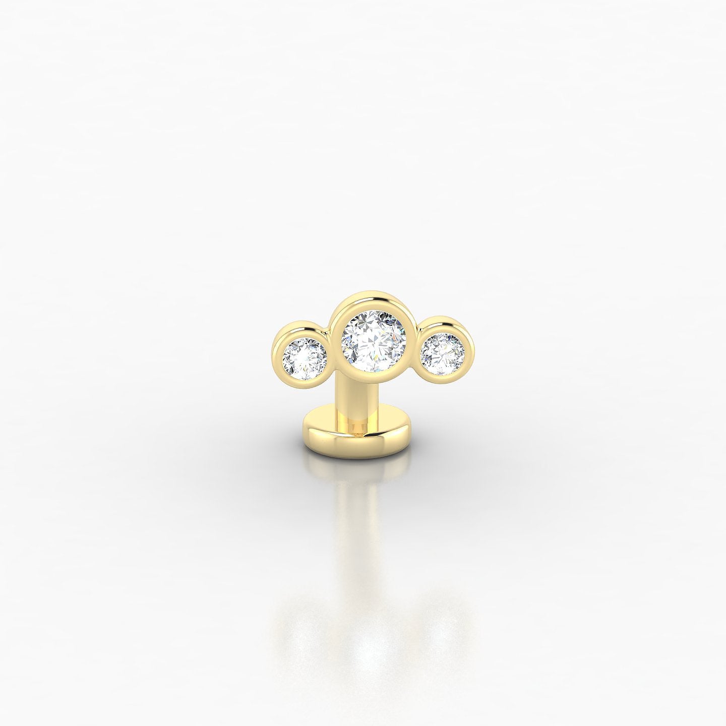 Bast | 18k Yellow Gold 8 mm 7 mm Trilogy Diamond Floating Navel Piercing