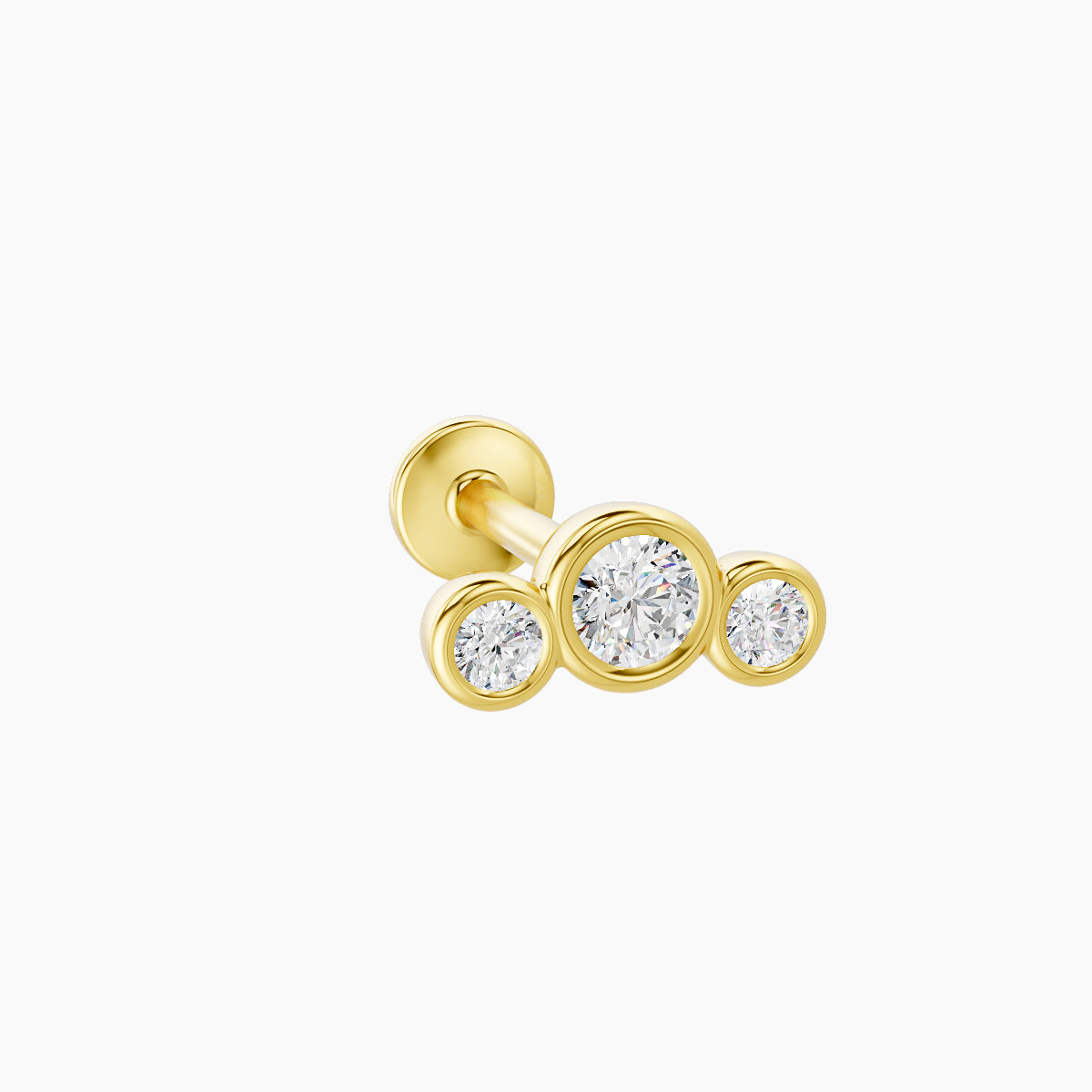 Bast | 18k Yellow Gold 7.5 mm 8 mm Trilogy Diamond Piercing