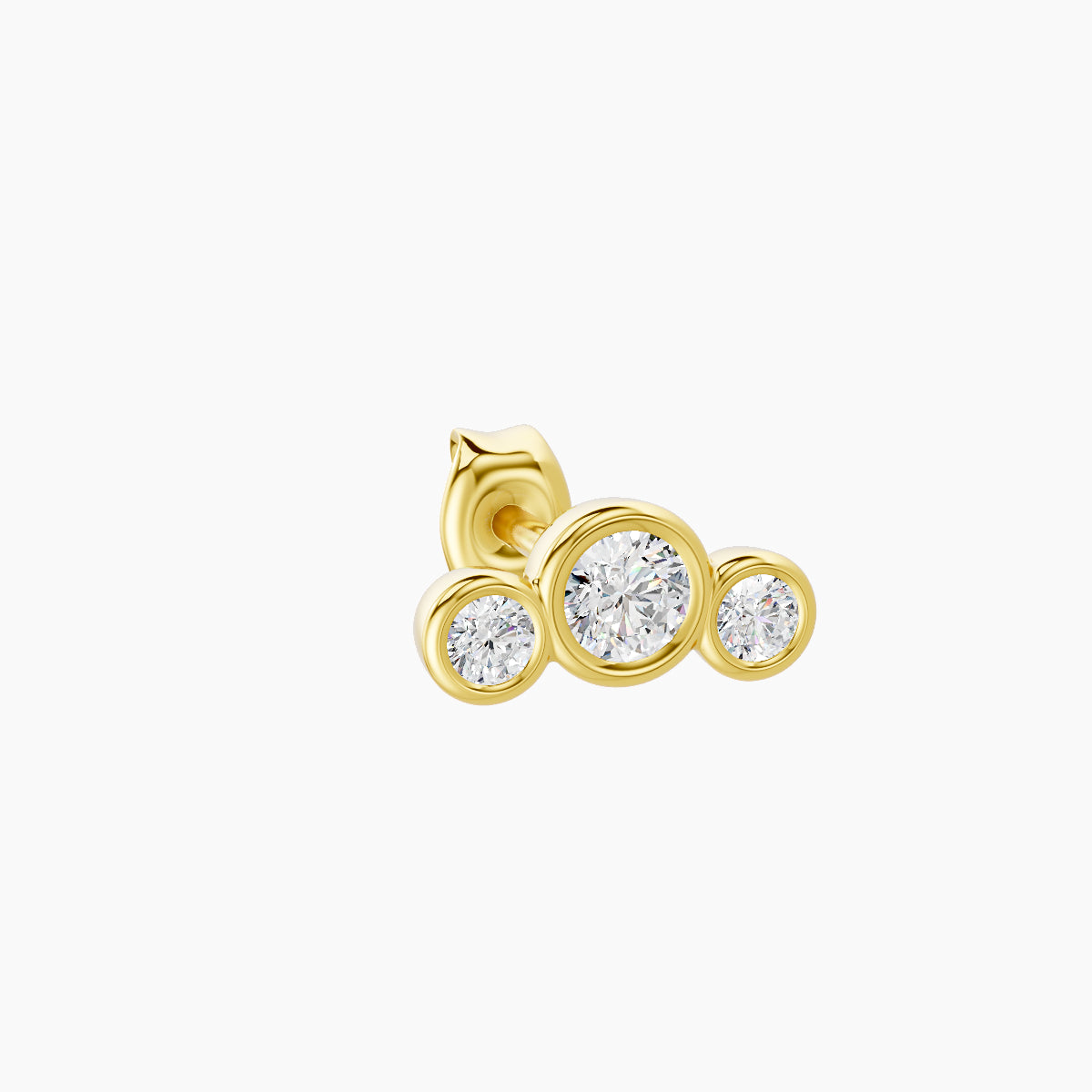 Bast | 18k Yellow Gold 7 mm Trilogy Diamond Earring