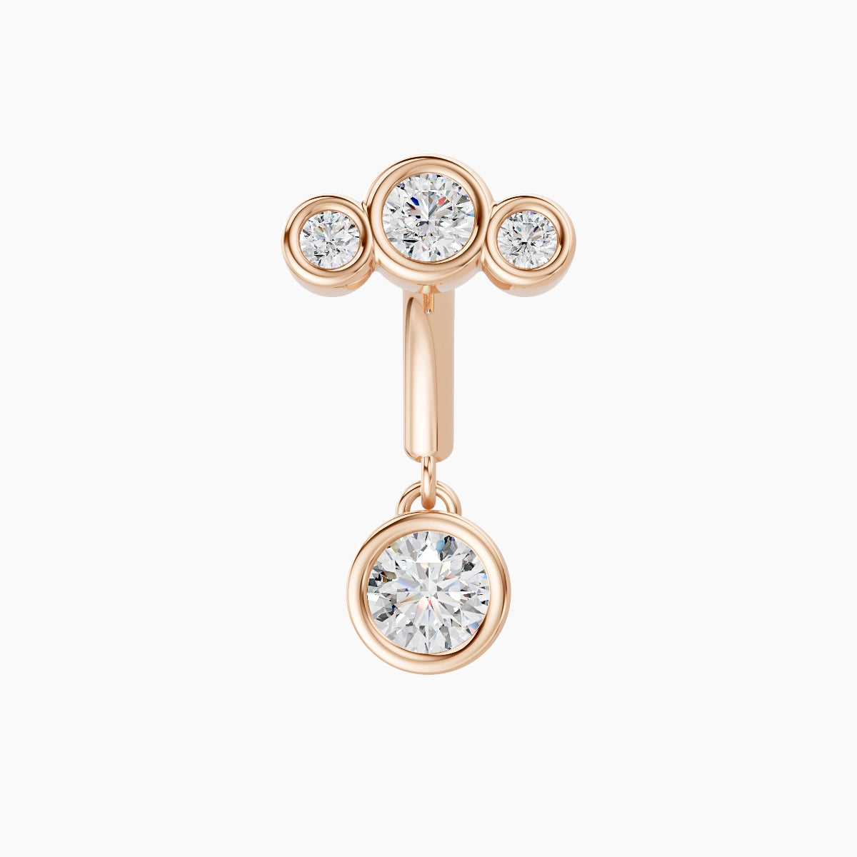 Bast | 18k Rose Gold 6 mm Trilogy Diamond Rook Piercing