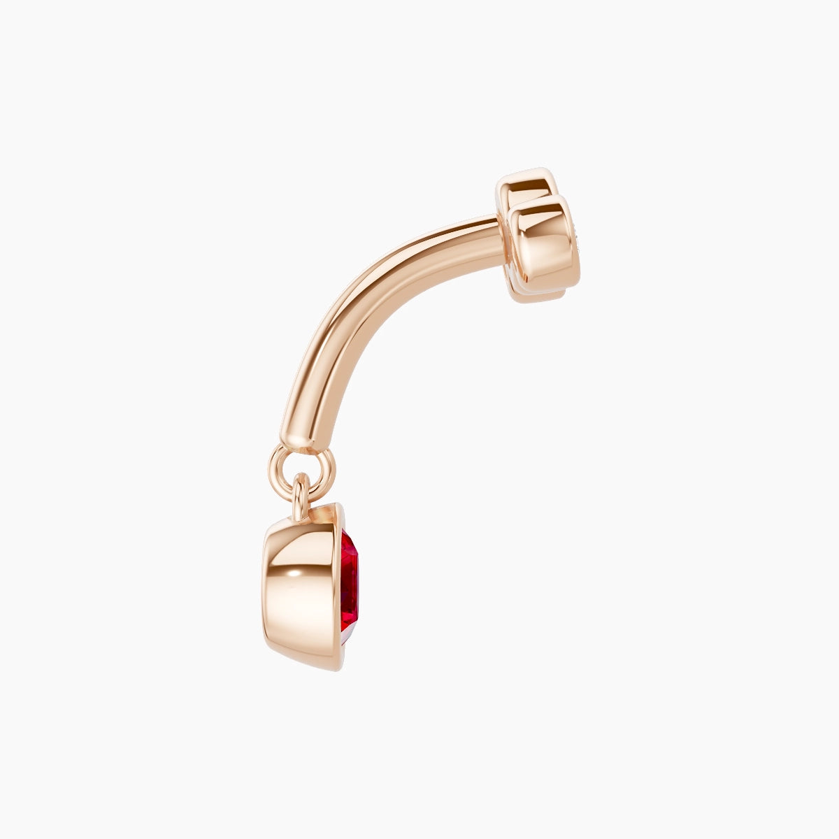 Bast | 18k Rose Gold 6 mm Trilogy Ruby & Diamond Rook Piercing