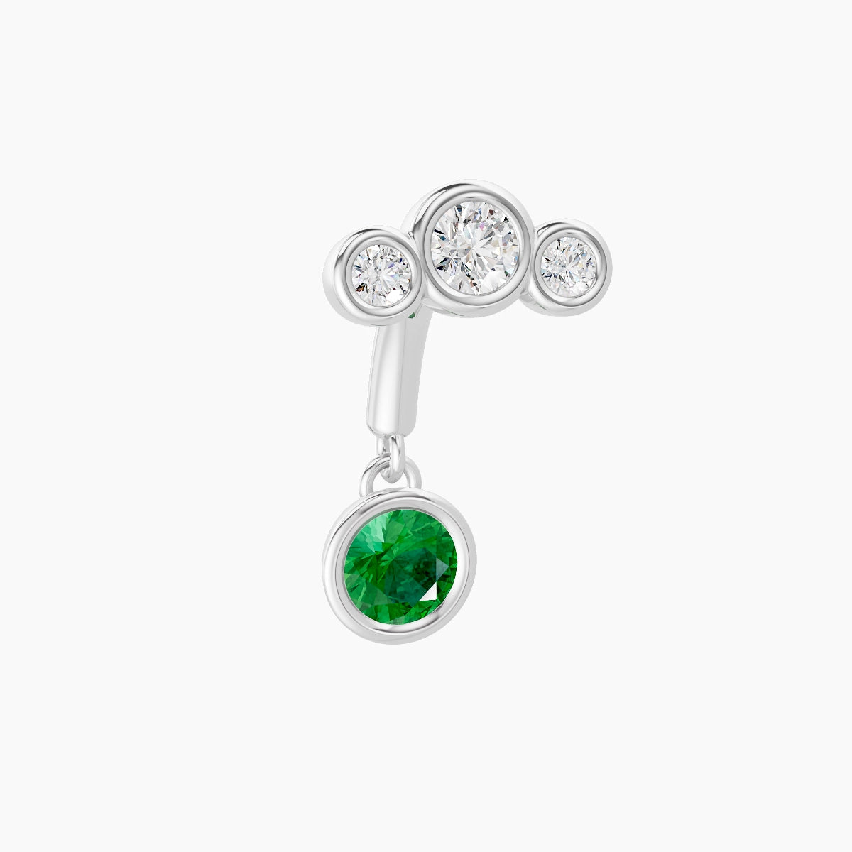 Bast | 18k White Gold 6 mm Trilogy Emerald & Diamond Rook Piercing
