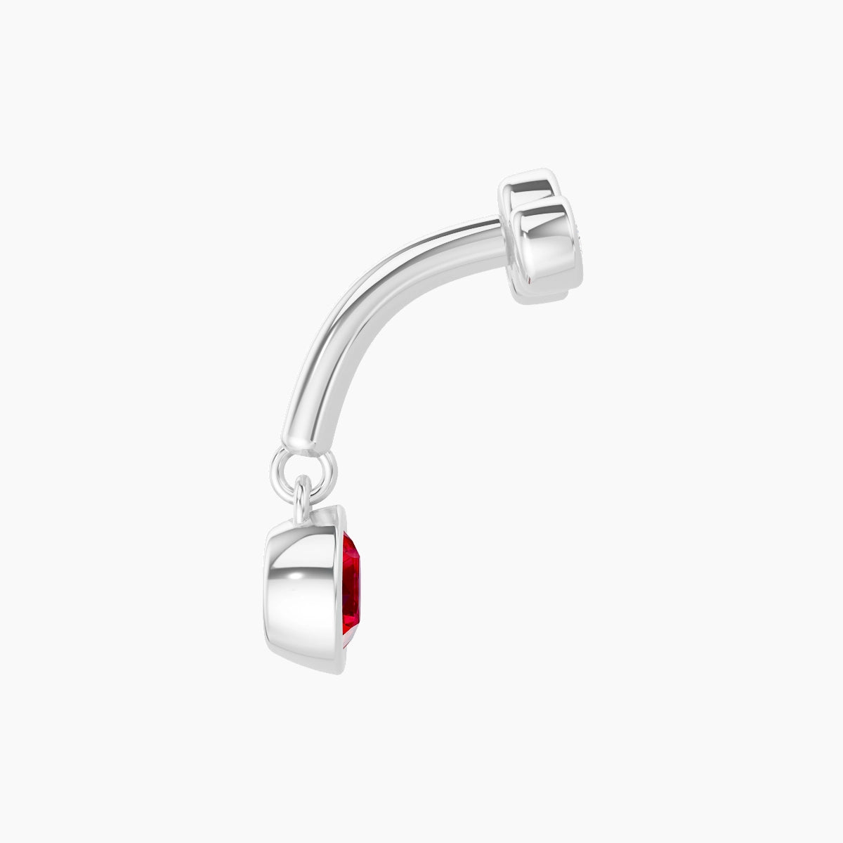 Bast | 18k White Gold 6 mm Trilogy Ruby & Diamond Rook Piercing