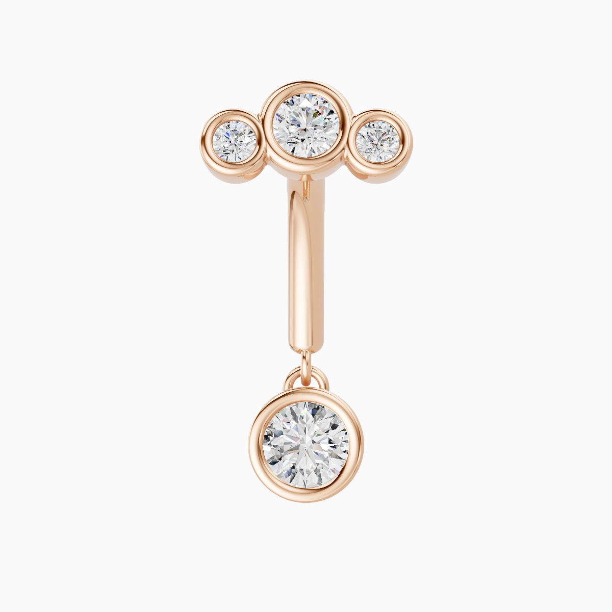 Bast | 18k Rose Gold 8 mm Trilogy Diamond Rook Piercing