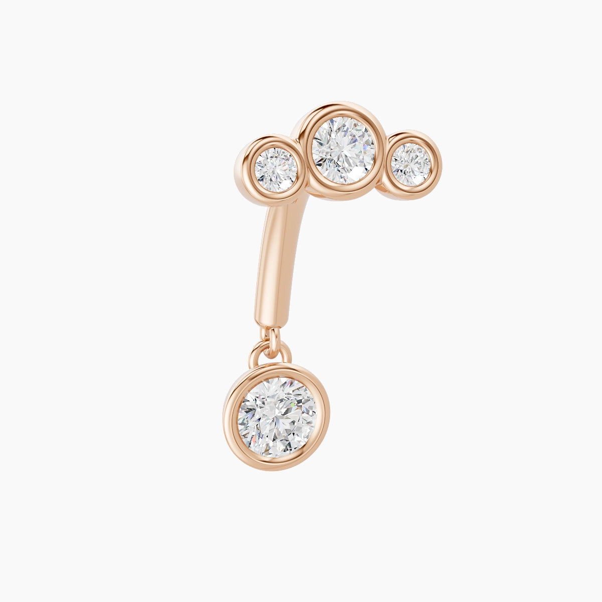 Bast | 18k Rose Gold 8 mm Trilogy Diamond Rook Piercing