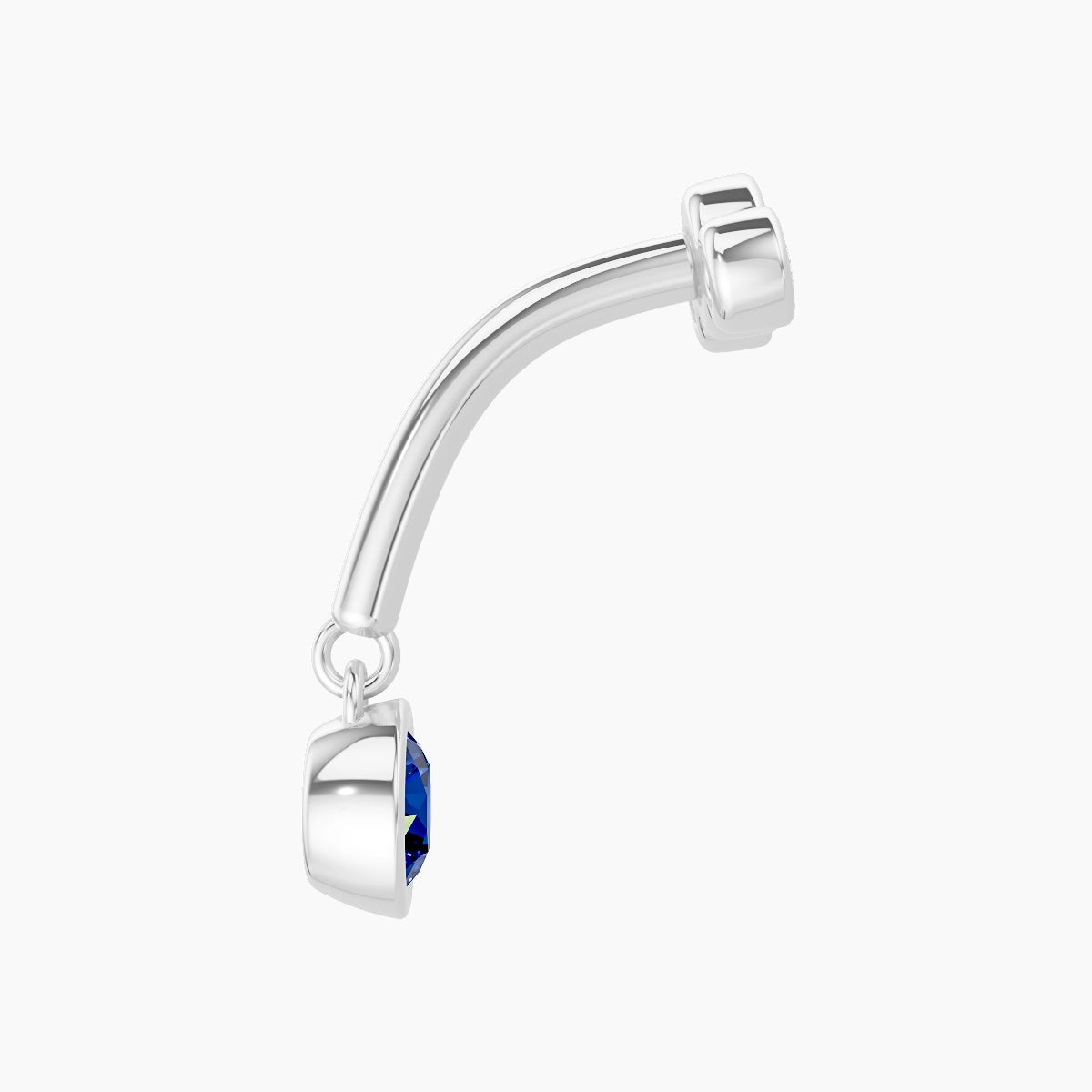 Bast | 18k White Gold 8 mm Trilogy Sapphire & Diamond Rook Piercing