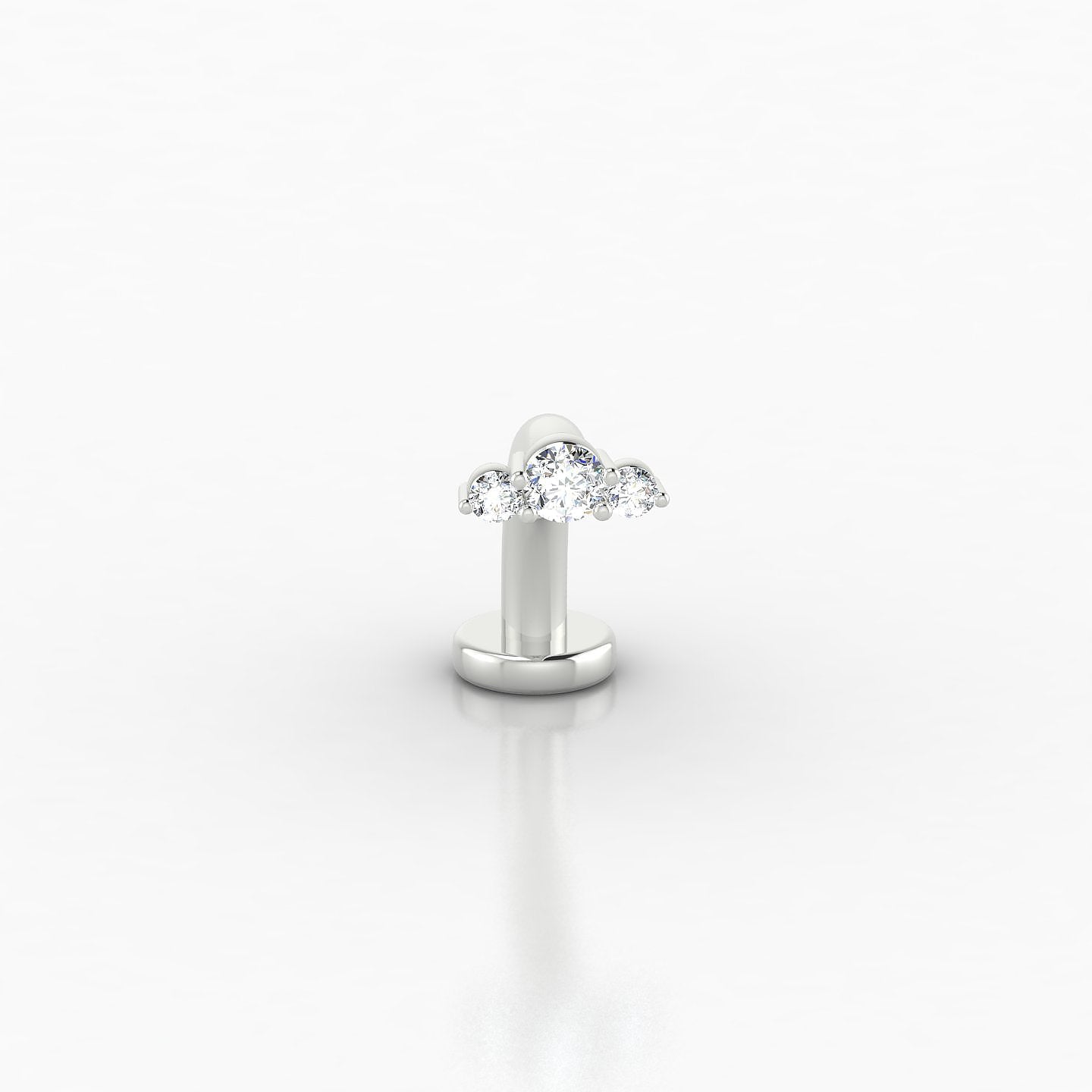 Bastet | 18k White Gold 10 mm 5.5 mm Trilogy Diamond Floating Navel Piercing