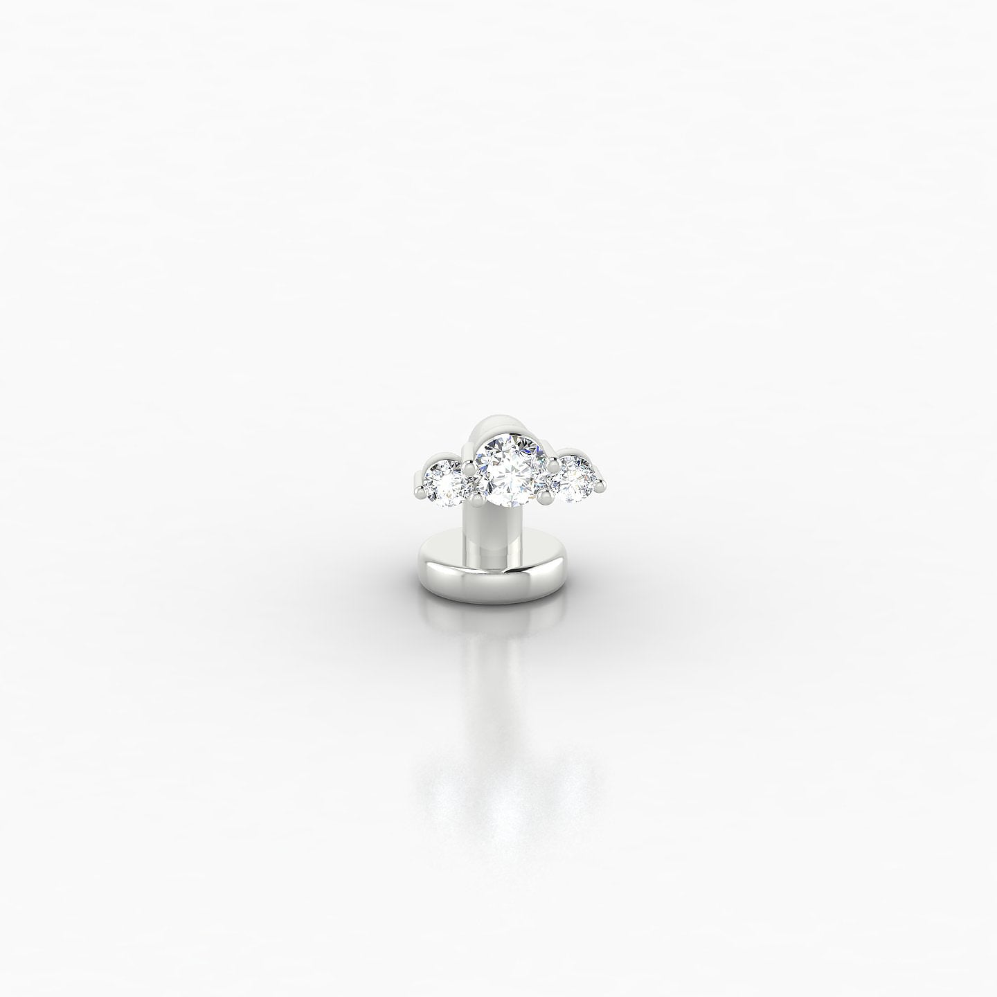 Bastet | 18k White Gold 6 mm 5.5 mm Trilogy Diamond Floating Navel Piercing