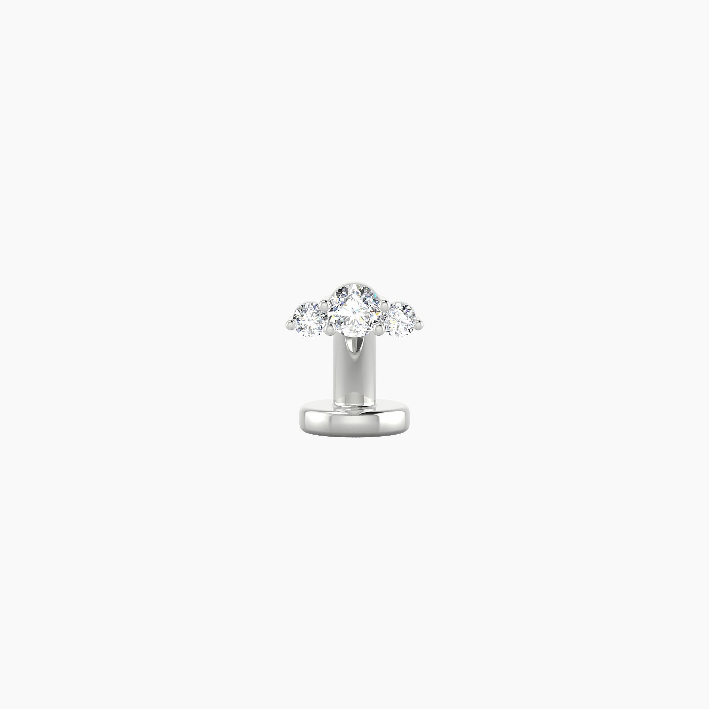 Bastet | 18k White Gold 5.5 mm 6 mm Trilogy Diamond Floating Navel Piercing