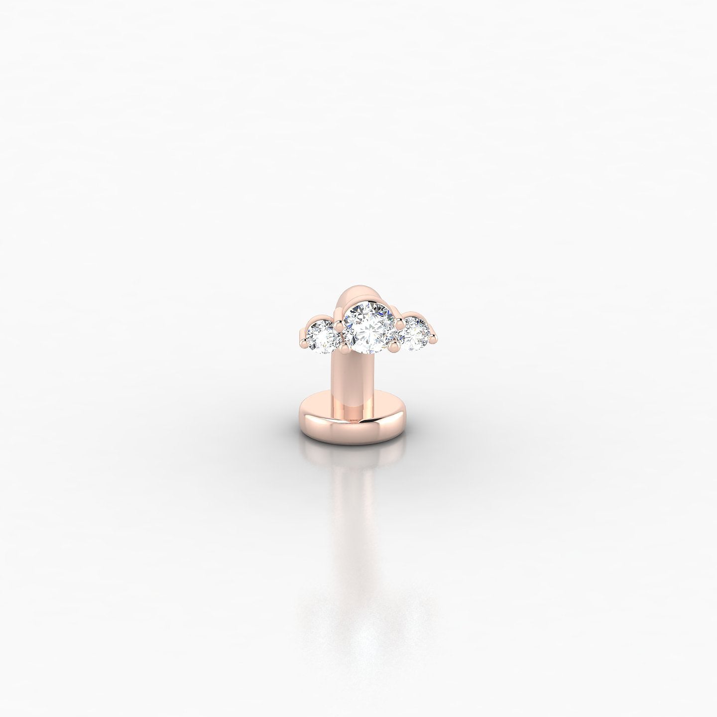 Bastet | 18k Rose Gold 8 mm 5.5 mm Trilogy Diamond Floating Navel Piercing