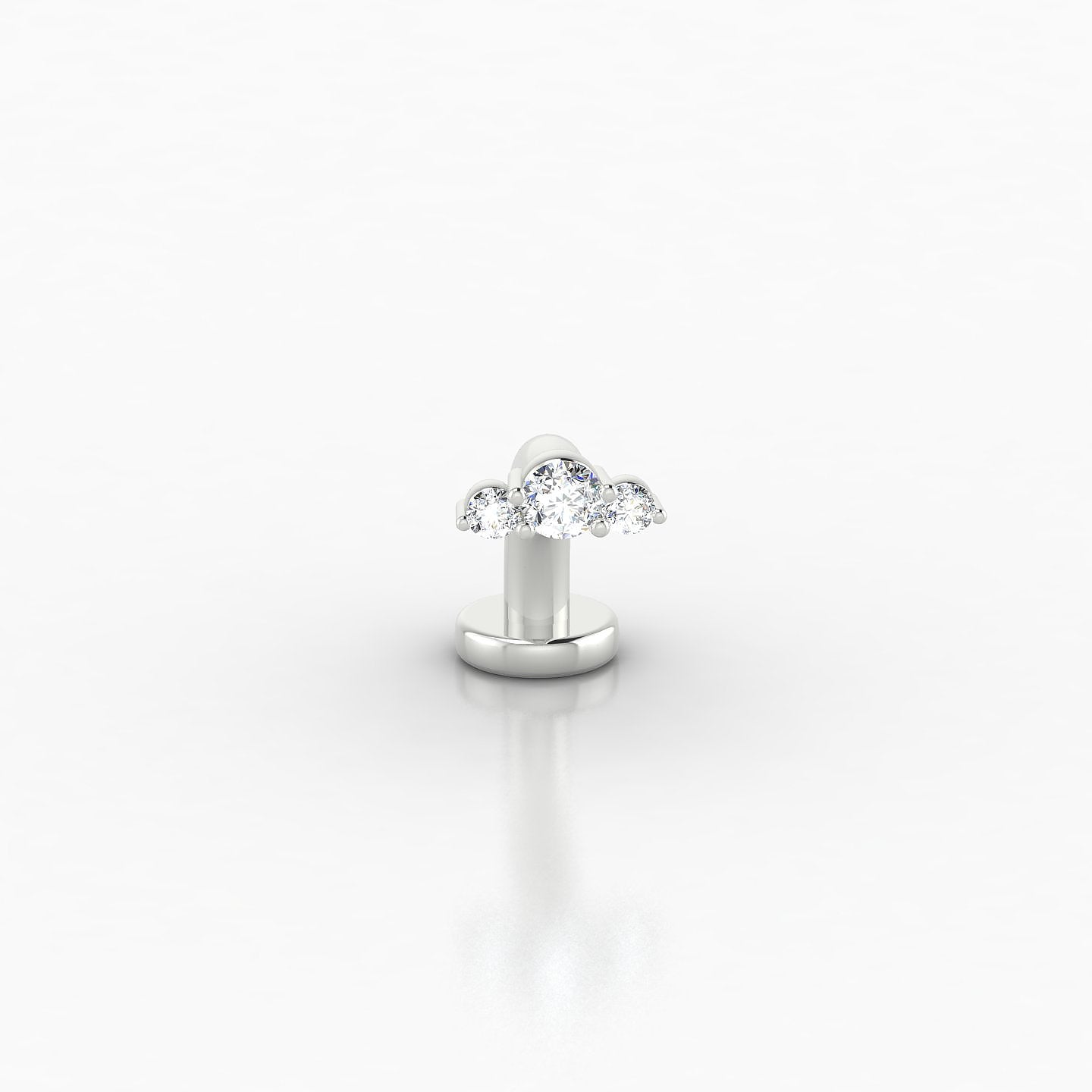 Bastet | 18k White Gold 8 mm 5.5 mm Trilogy Diamond Floating Navel Piercing