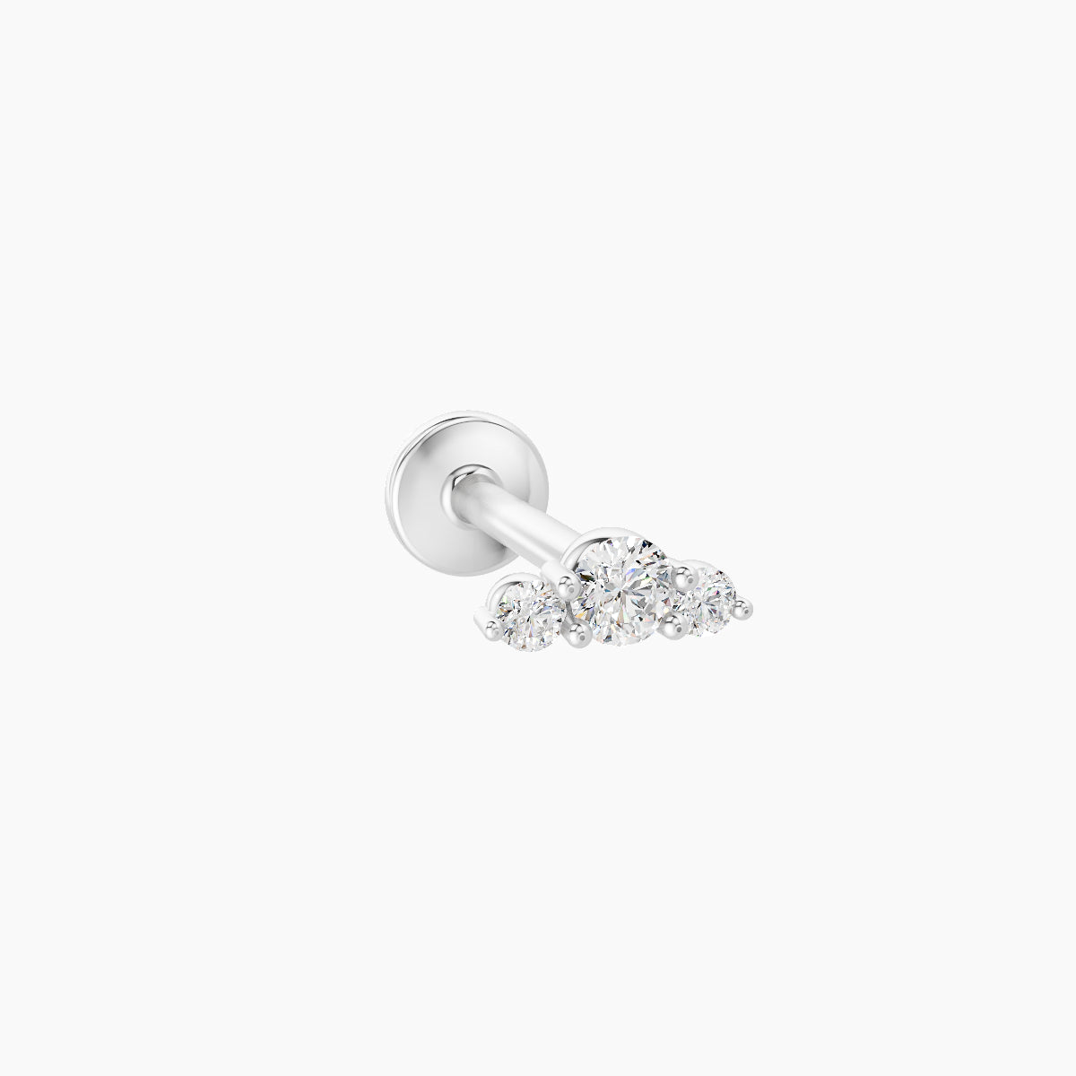 Bastet | 18k White Gold 5 mm 8 mm Trilogy Diamond Piercing