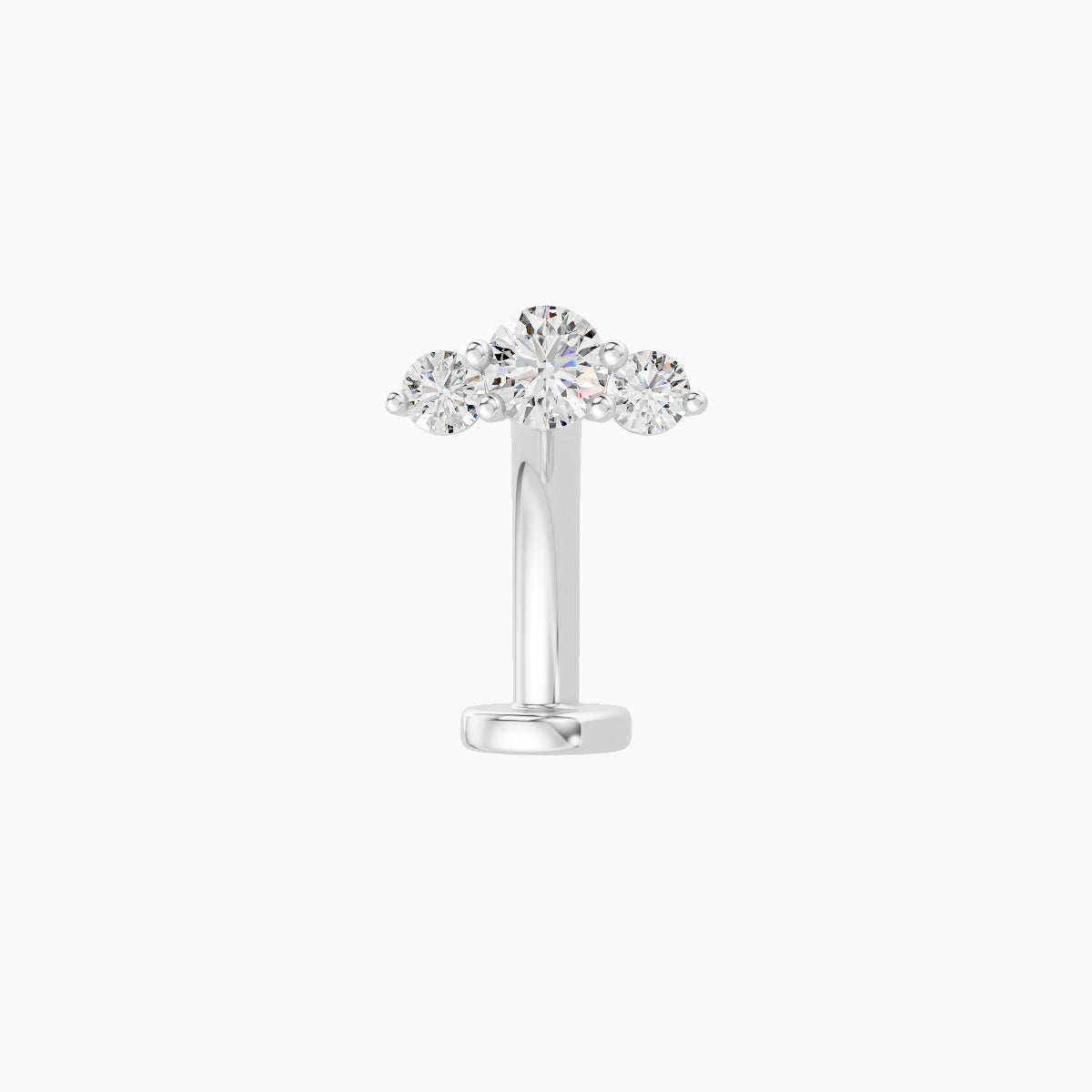 Bastet | 18k White Gold 6.5 mm 10 mm Trilogy Diamond Floating Navel Piercing