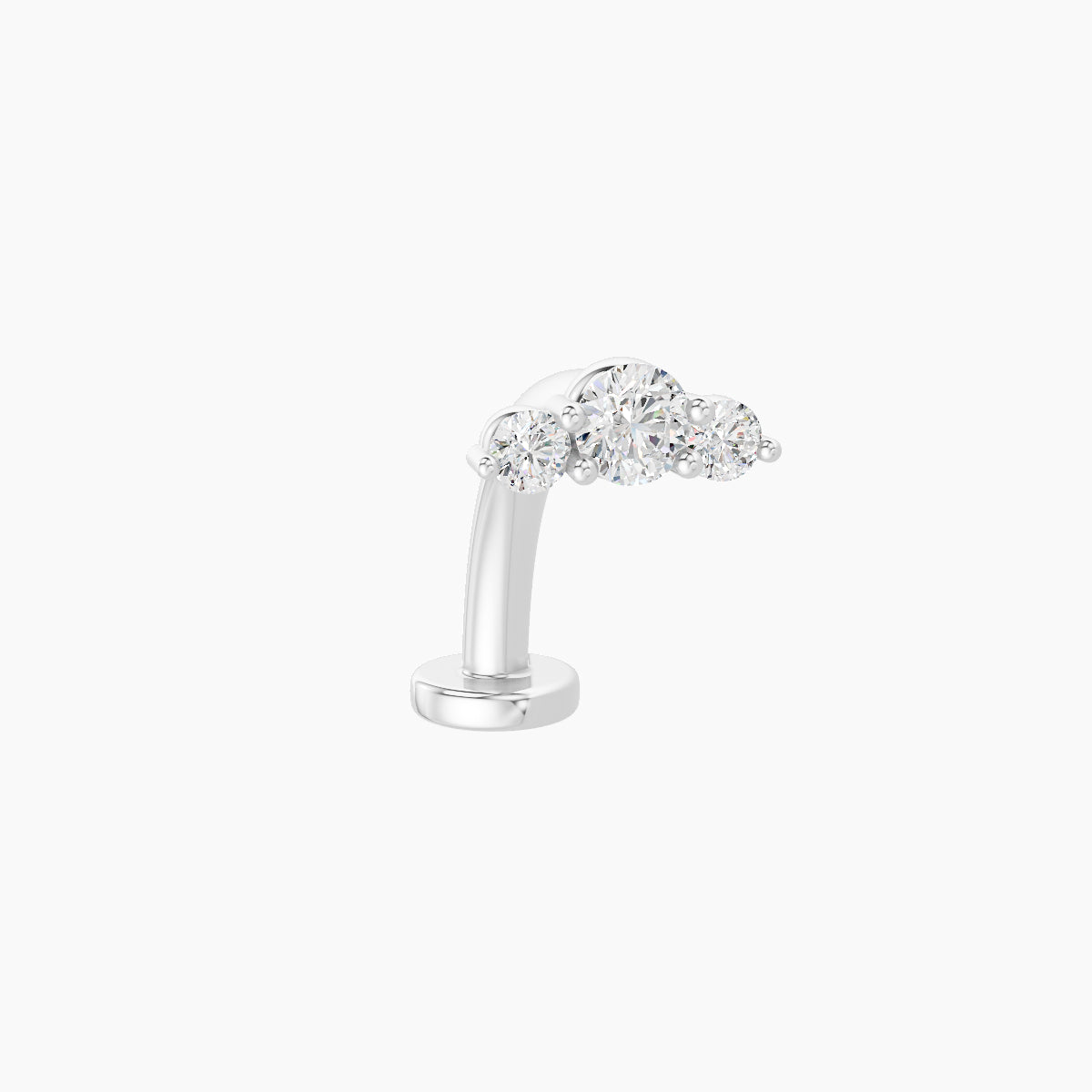 Bastet | 18k White Gold 6.5 mm 10 mm Trilogy Diamond Floating Navel Piercing