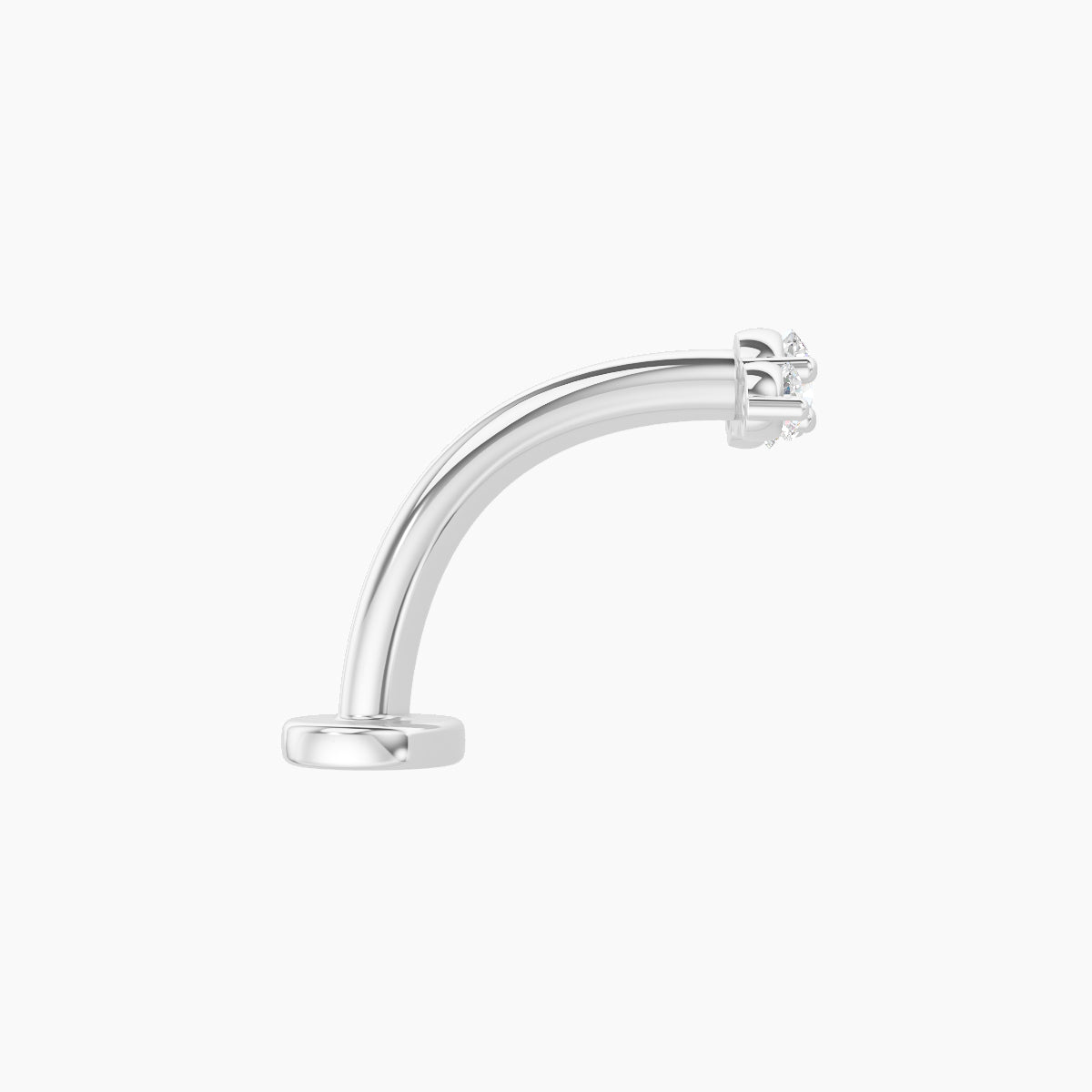 Bastet | 18k White Gold 6.5 mm 10 mm Trilogy Diamond Floating Navel Piercing