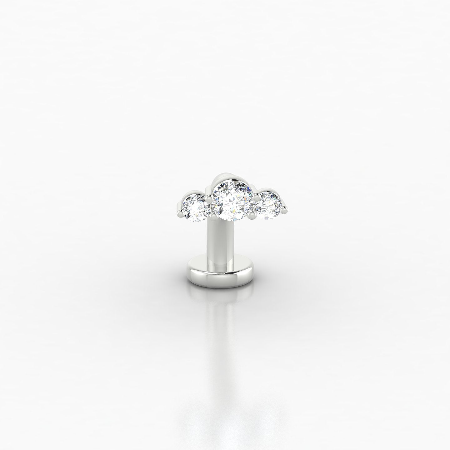 Bastet | 18k White Gold 10 mm 7 mm Trilogy Diamond Floating Navel Piercing