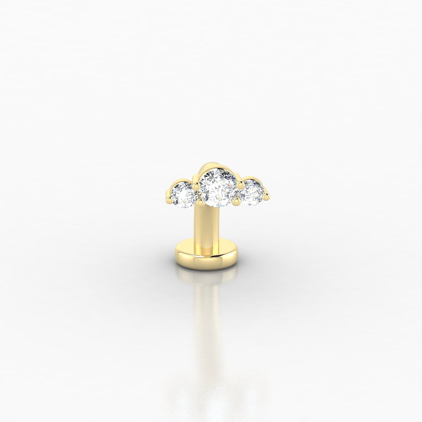 Bastet | 18k Yellow Gold 10 mm 7 mm Trilogy Diamond Floating Navel Piercing
