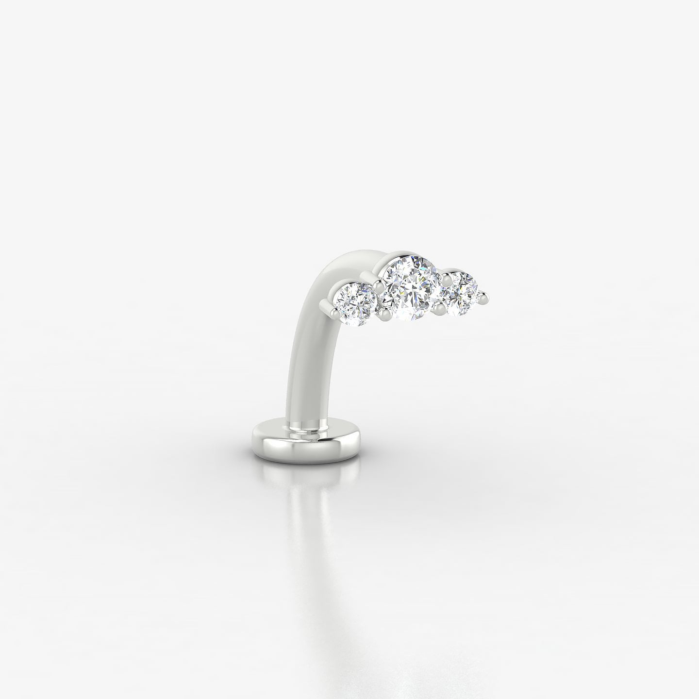 Bastet | 18k White Gold 6.5 mm 10 mm Trilogy Diamond Floating Navel Piercing