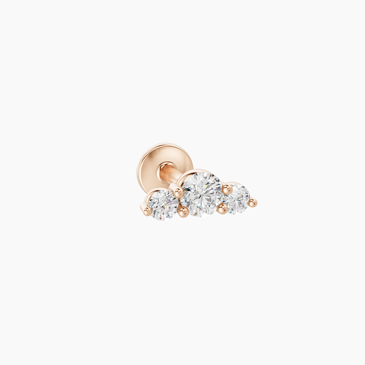 Bastet | 18k Rose Gold 6.5 mm 5 mm Trilogy Diamond Piercing